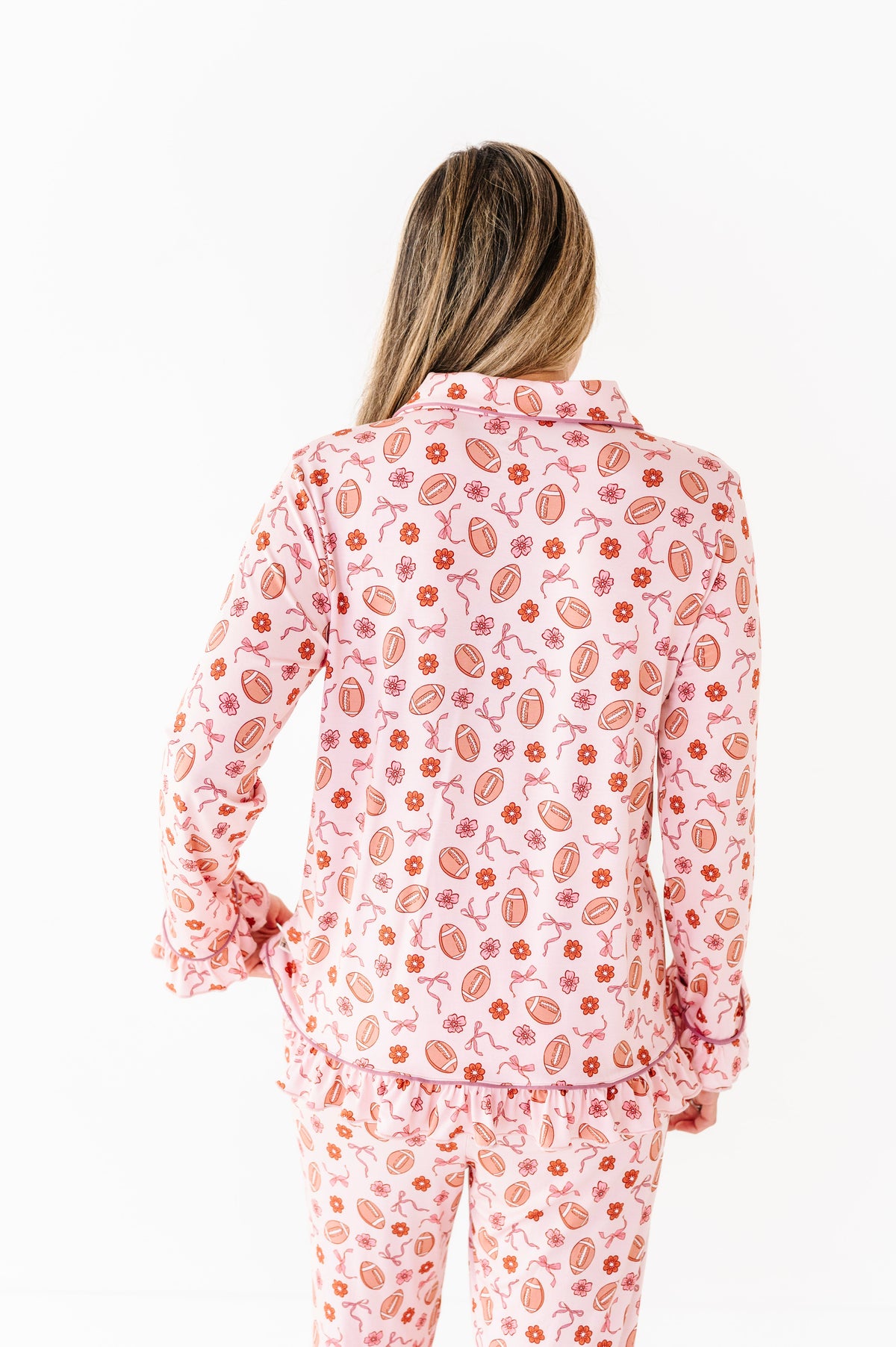 Friday Night Florals Ruffle Adult Button Up Set (est Ship Time 2-3 Weeks)