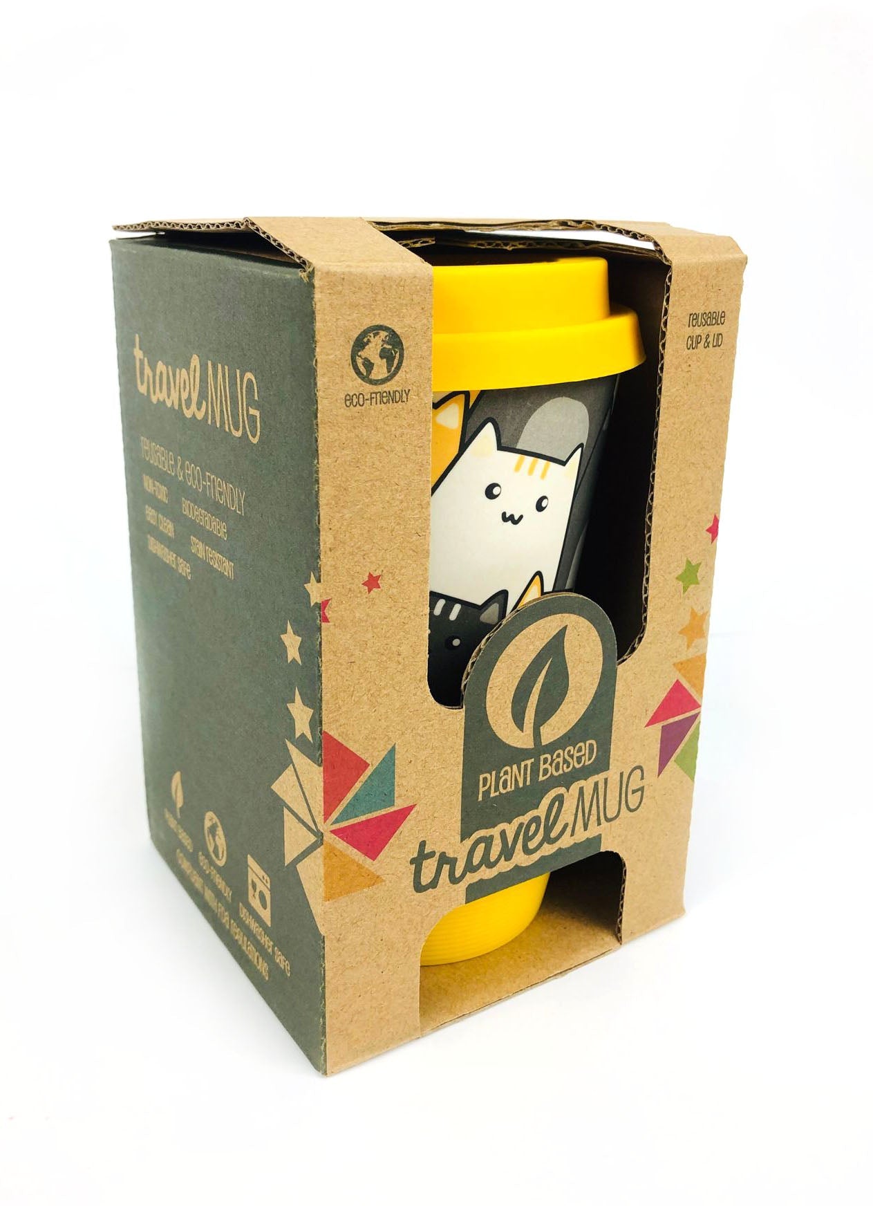 Eco-friendly Reusable Plant Fiber Travel Mug With Kitty Cat Design
