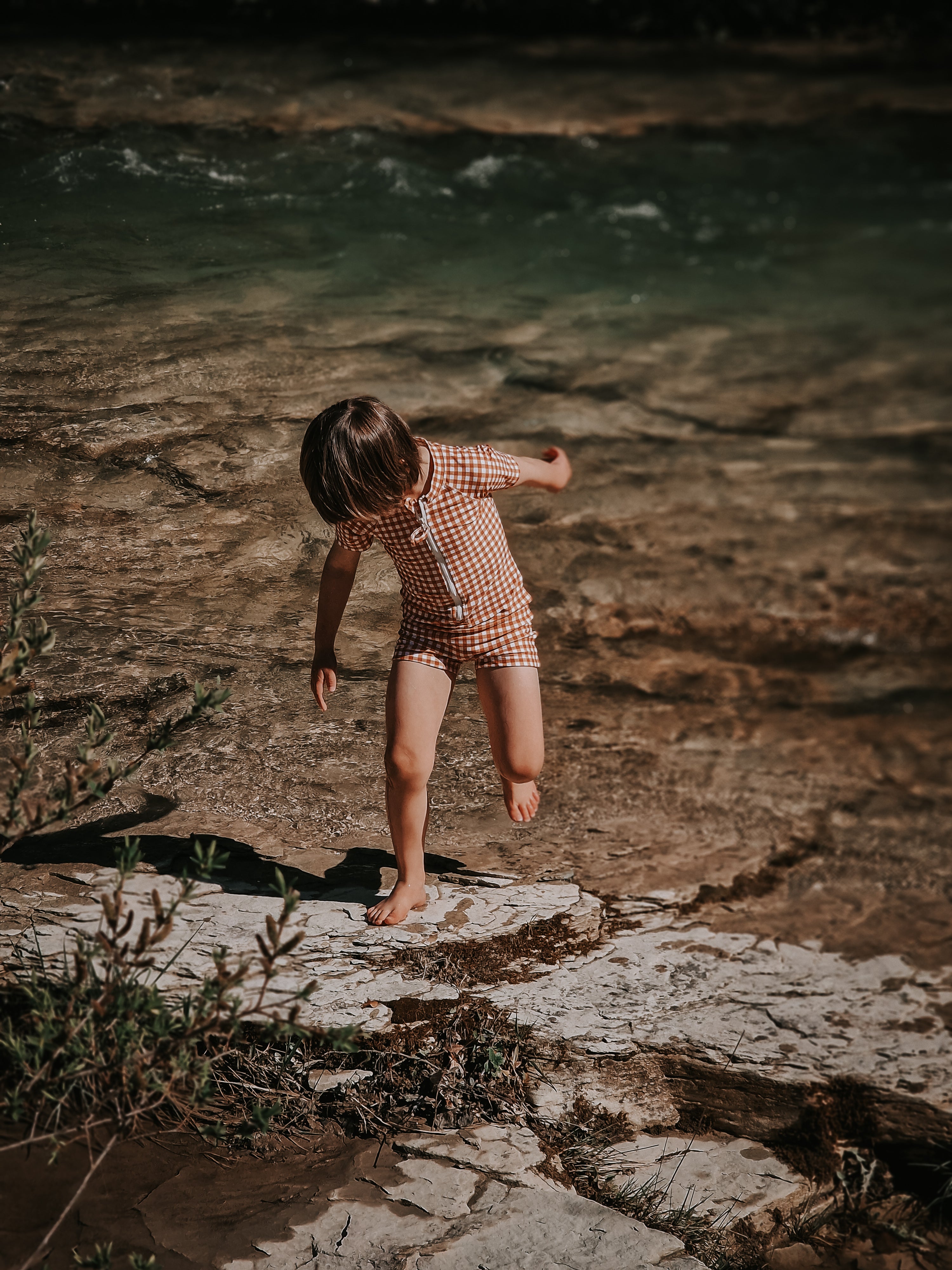 Short Sleeve Rashguard Swimsuit | Upf + Recycled - Sienna Gingham