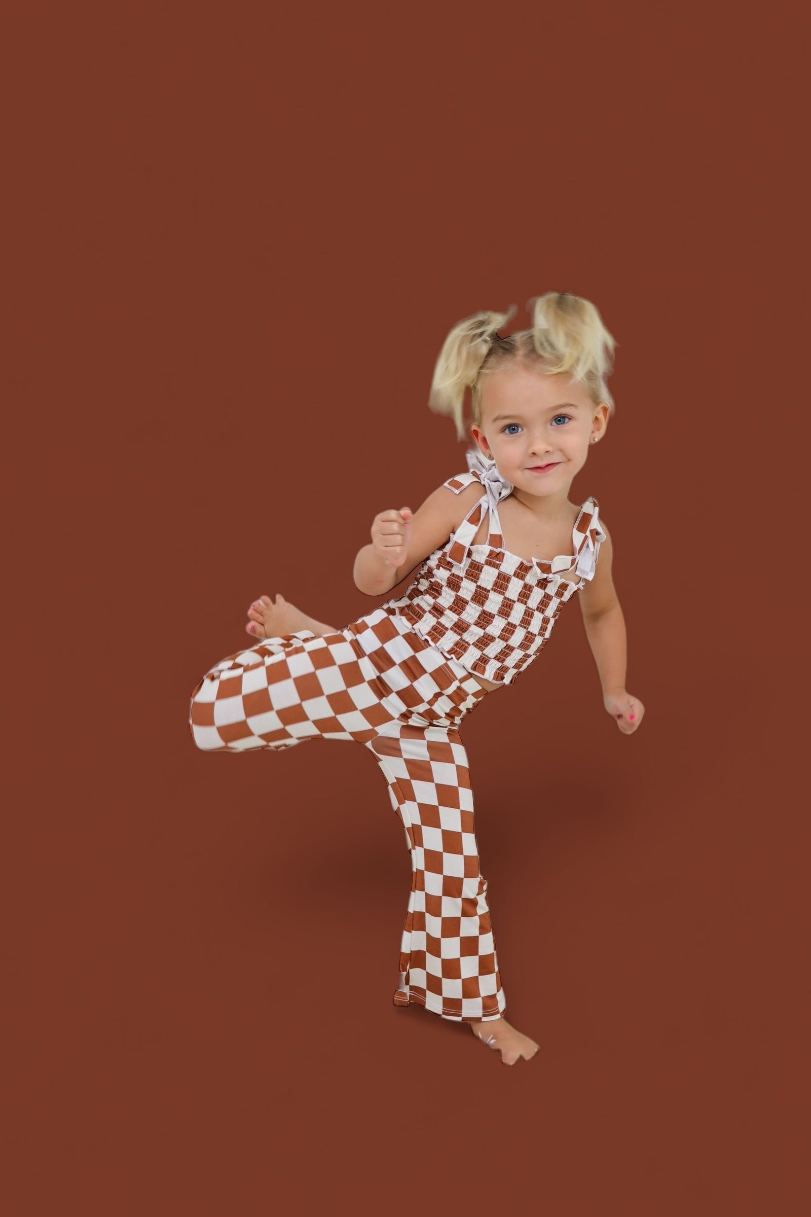 Copper Checkers Dream Smocked Flare Set