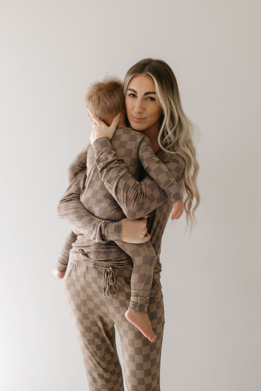 Women's Bamboo Pajama | Faded Brown Checkerboard