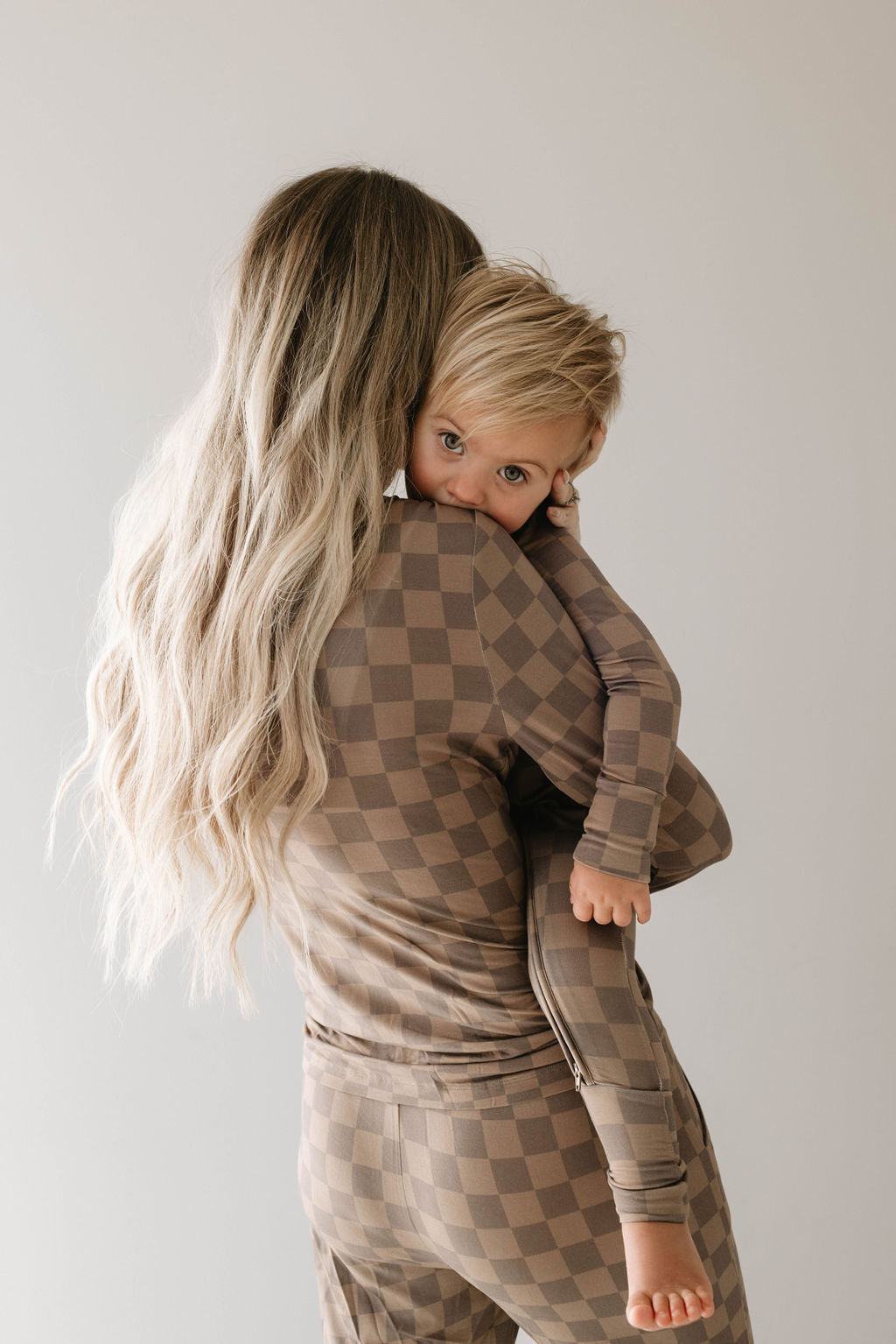 Women's Bamboo Pajama | Faded Brown Checkerboard