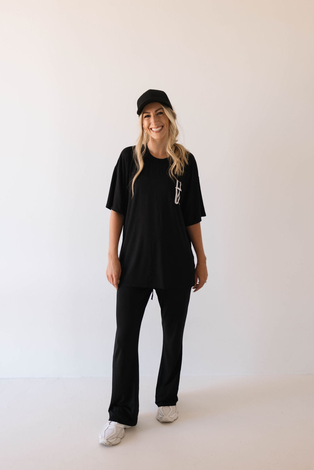 Short Sleeve Women's Bamboo Lounge Set | Black Ff Signature