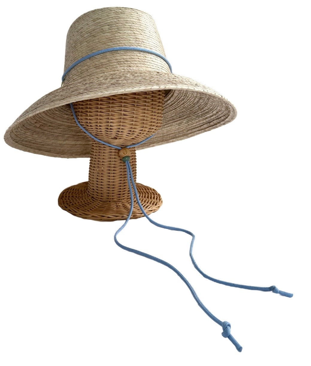 Wildflower Sun Hat - Cornflower Blue Paracord Lanyard With Wood & Jade Toggle Beads