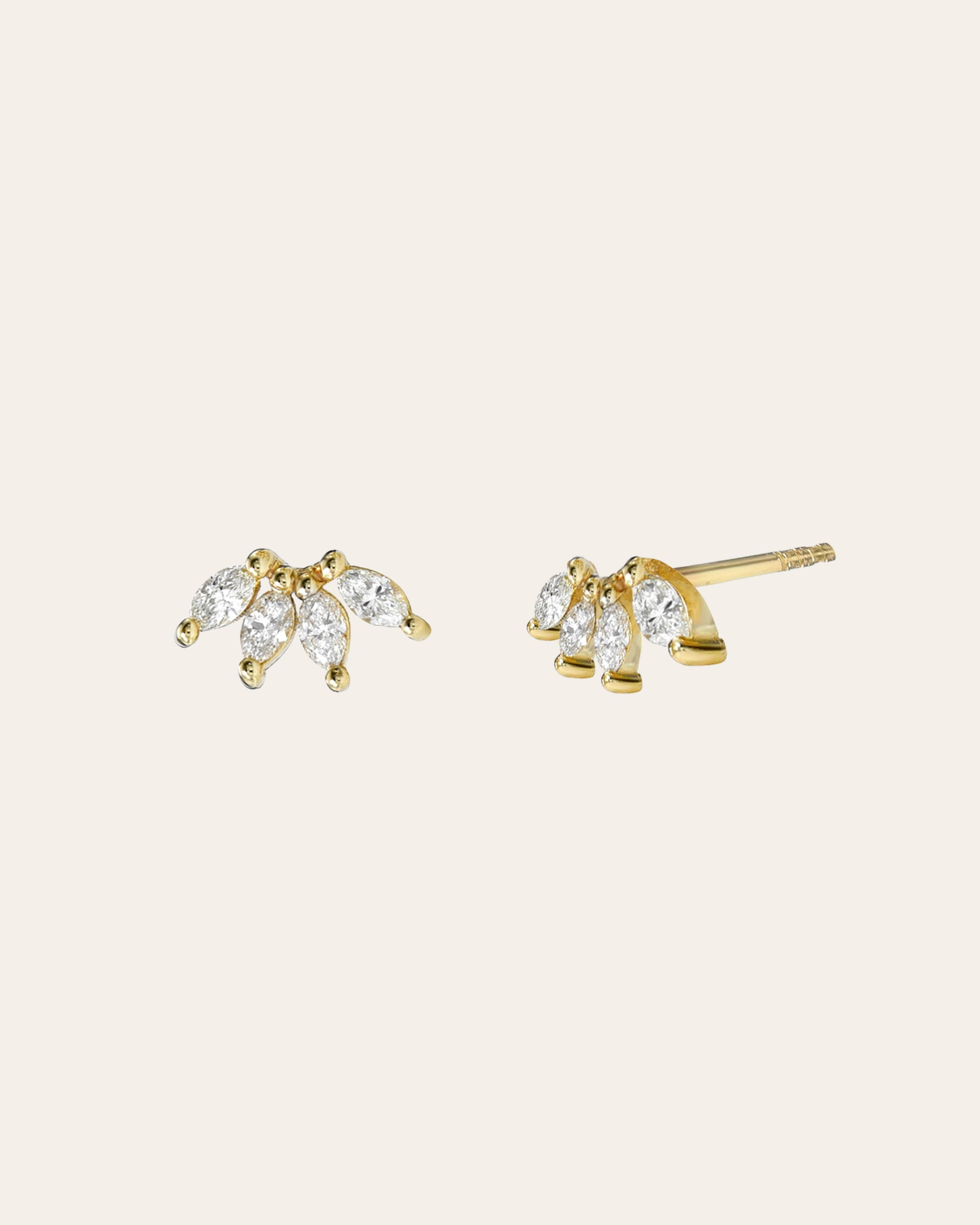 4 Marquise Diamond Stud Earrings