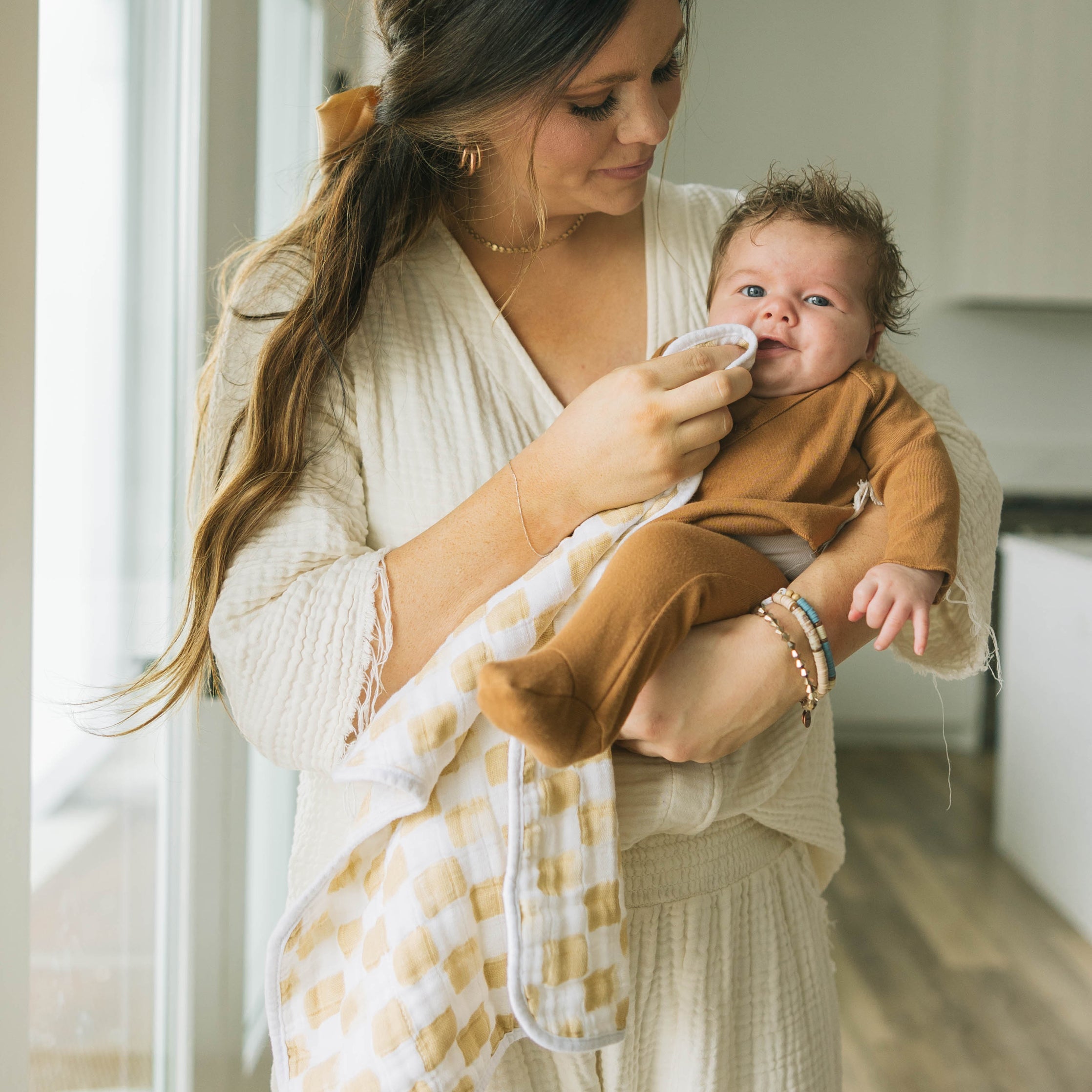 Cotton Muslin Burp Cloth 2 Pack - Adobe Checker