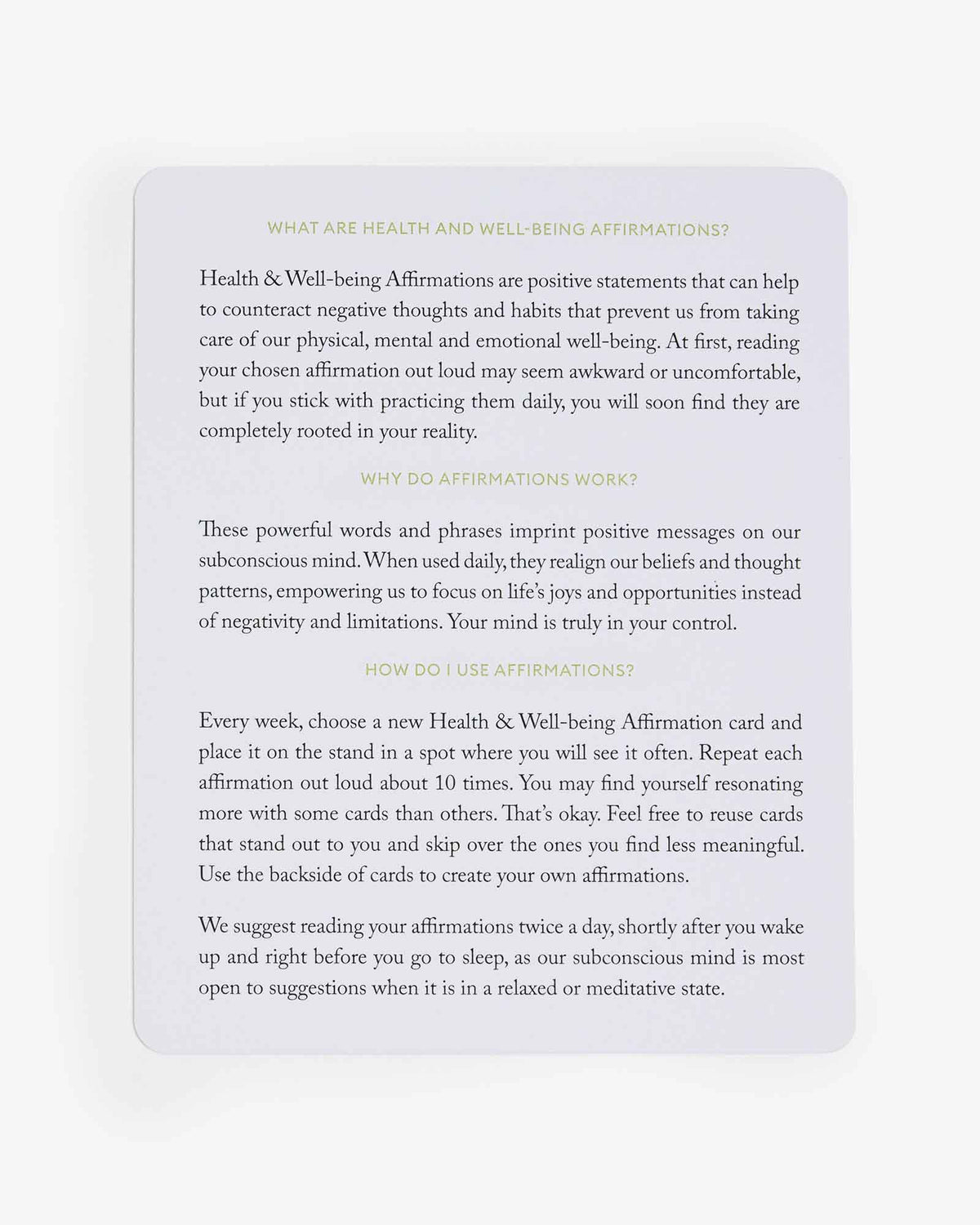 Mindful Affirmations For Health & Wellbeing