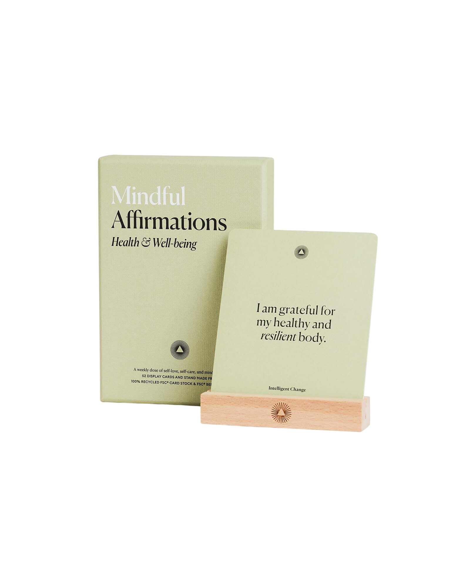 Mindful Affirmations for Health and well-being by Intelligent Change. Based on positive psychology. 52 weekly affirmation cards to boost love and self-love.