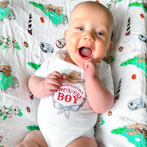 Gift Set: North Carolina Baby Muslin Swaddle Blanket And Burp Cloth/bib Combo