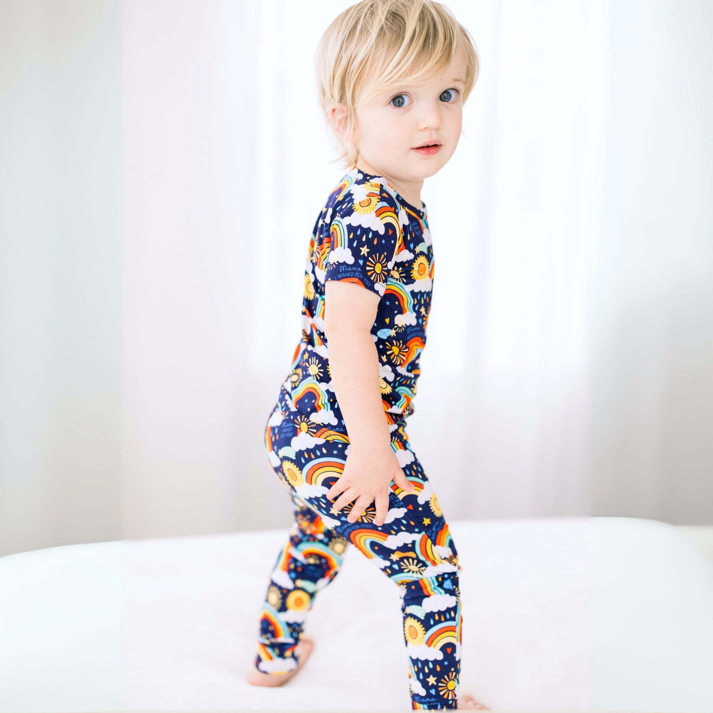 The Second-skin 2-piece Short Sleeve Pajama | Here Comes The Sunshine (blue)