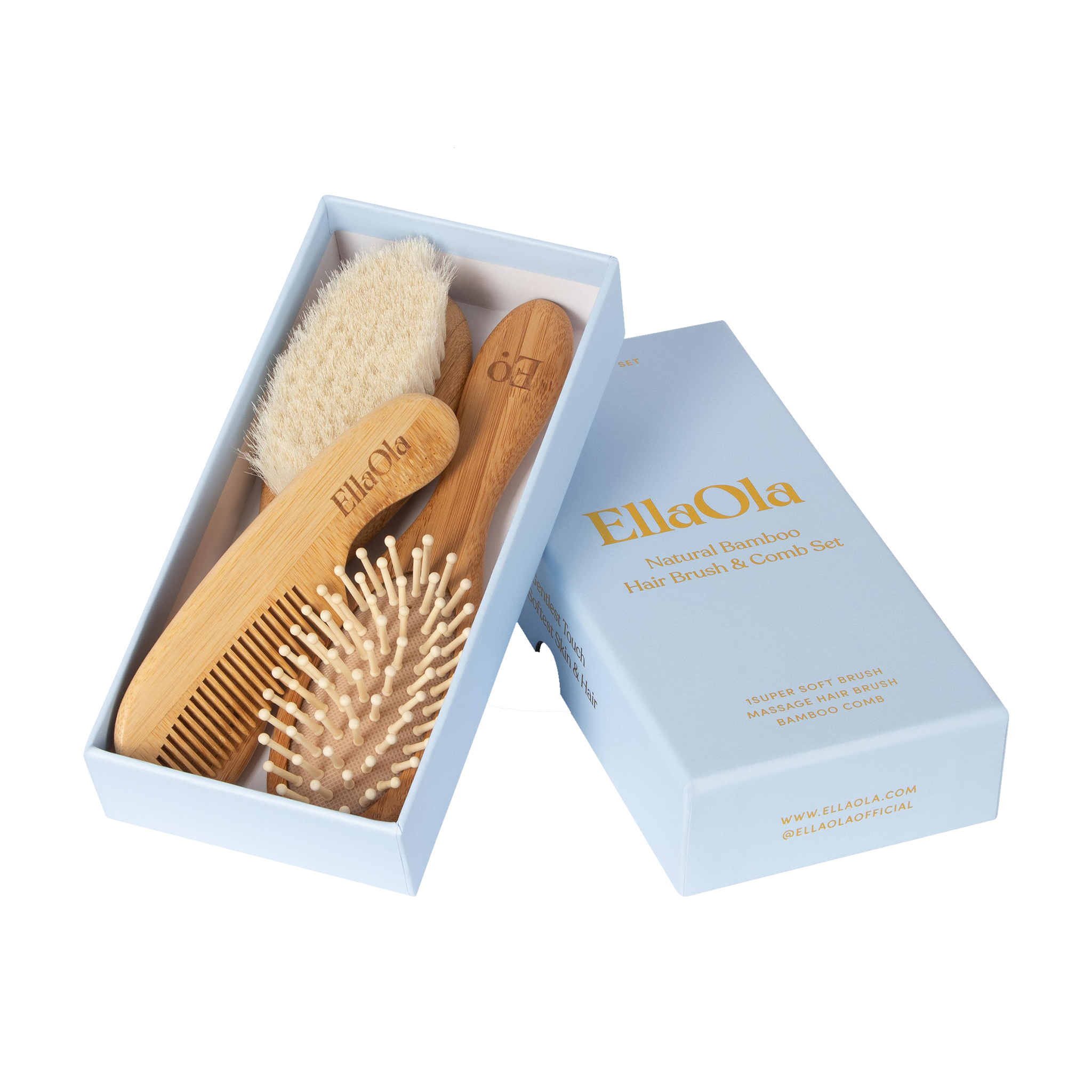 3-piece Bamboo Brush & Comb Set