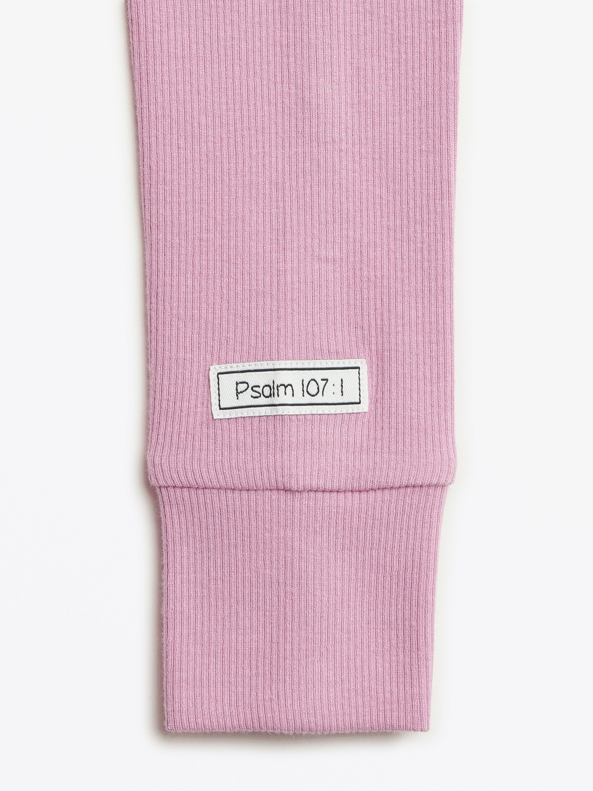 Solid Mauve Pj Long Sleeve Set Ribbed Cotton-bamboo Blend