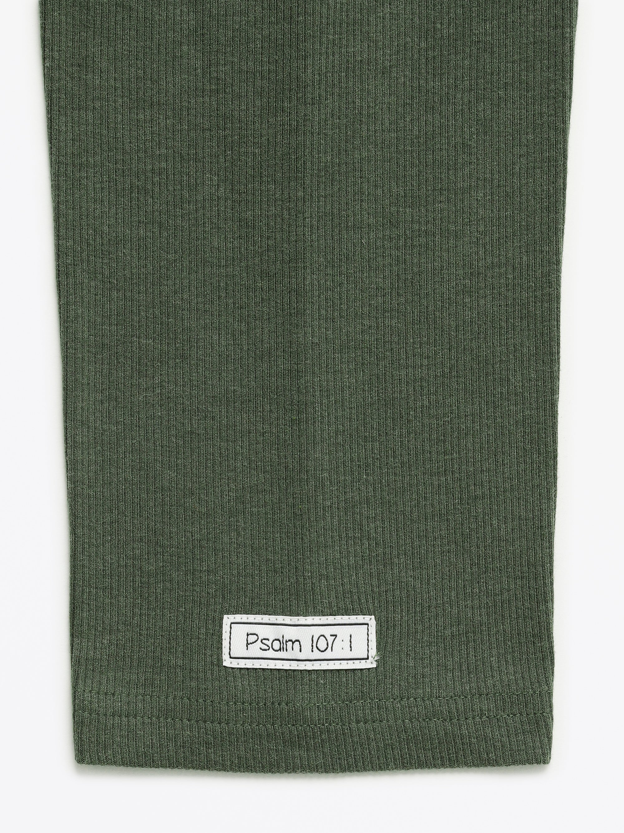 Solid Olive Womens Nightgown Pj Ribbed Cotton-bamboo Blend