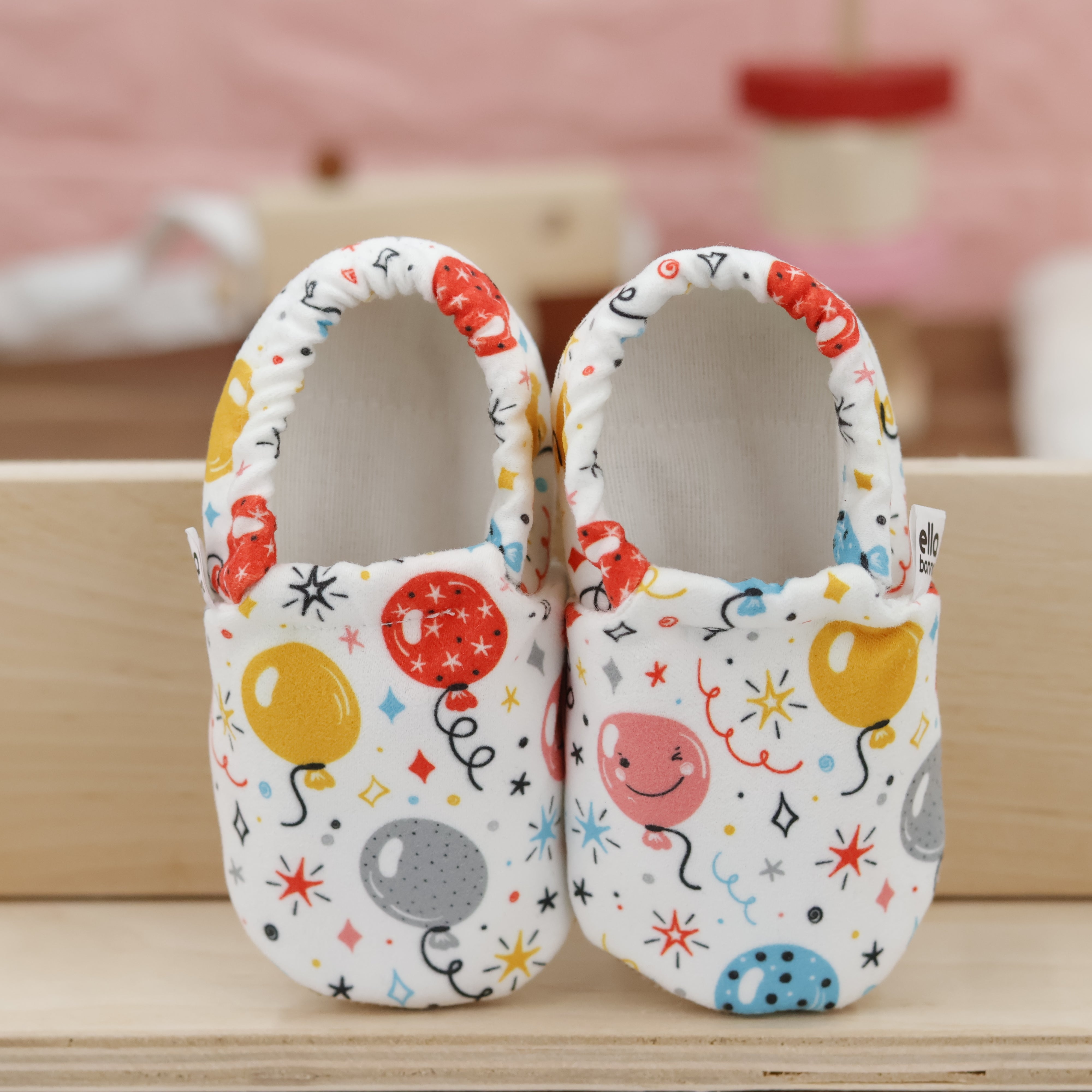 Ella Bonna Non-slip Sole Balloons Patterned Baby Booties, Home Boot Slippers Nursery Shoes