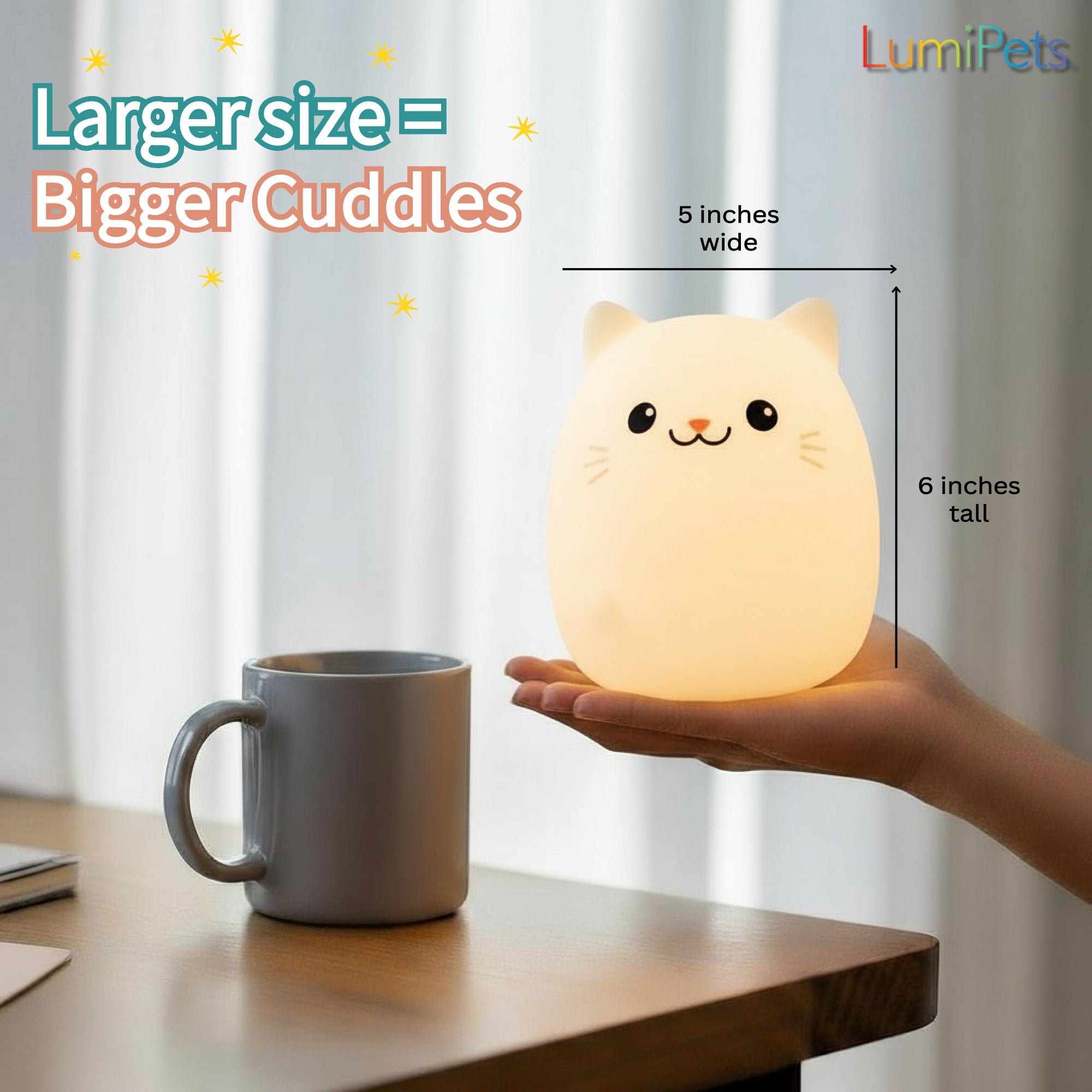 Lumipets® Clive The Cat- Children's Touch Night Light