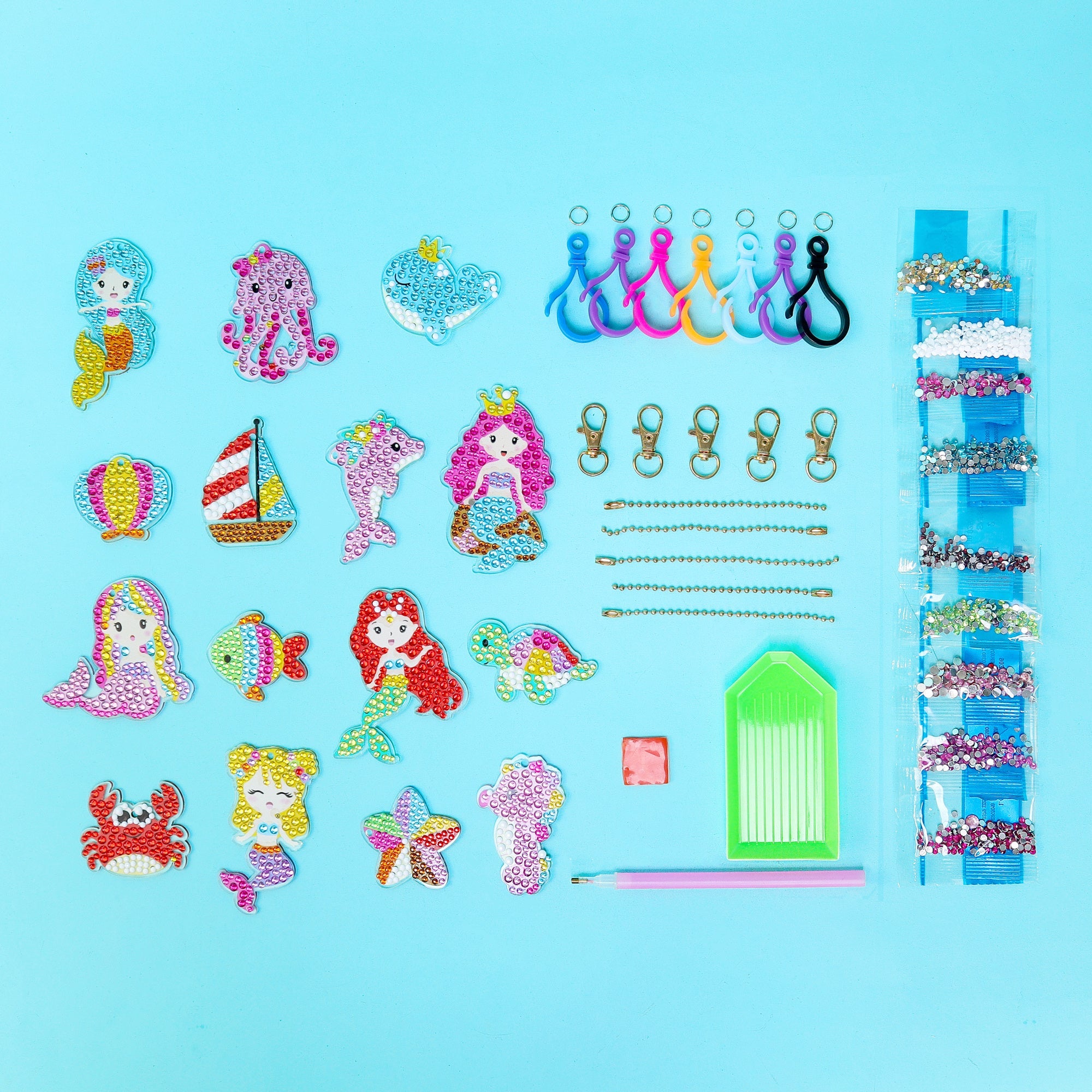 Adorable Keychains Diamond Art Kit – Mermaid (set Of 15)