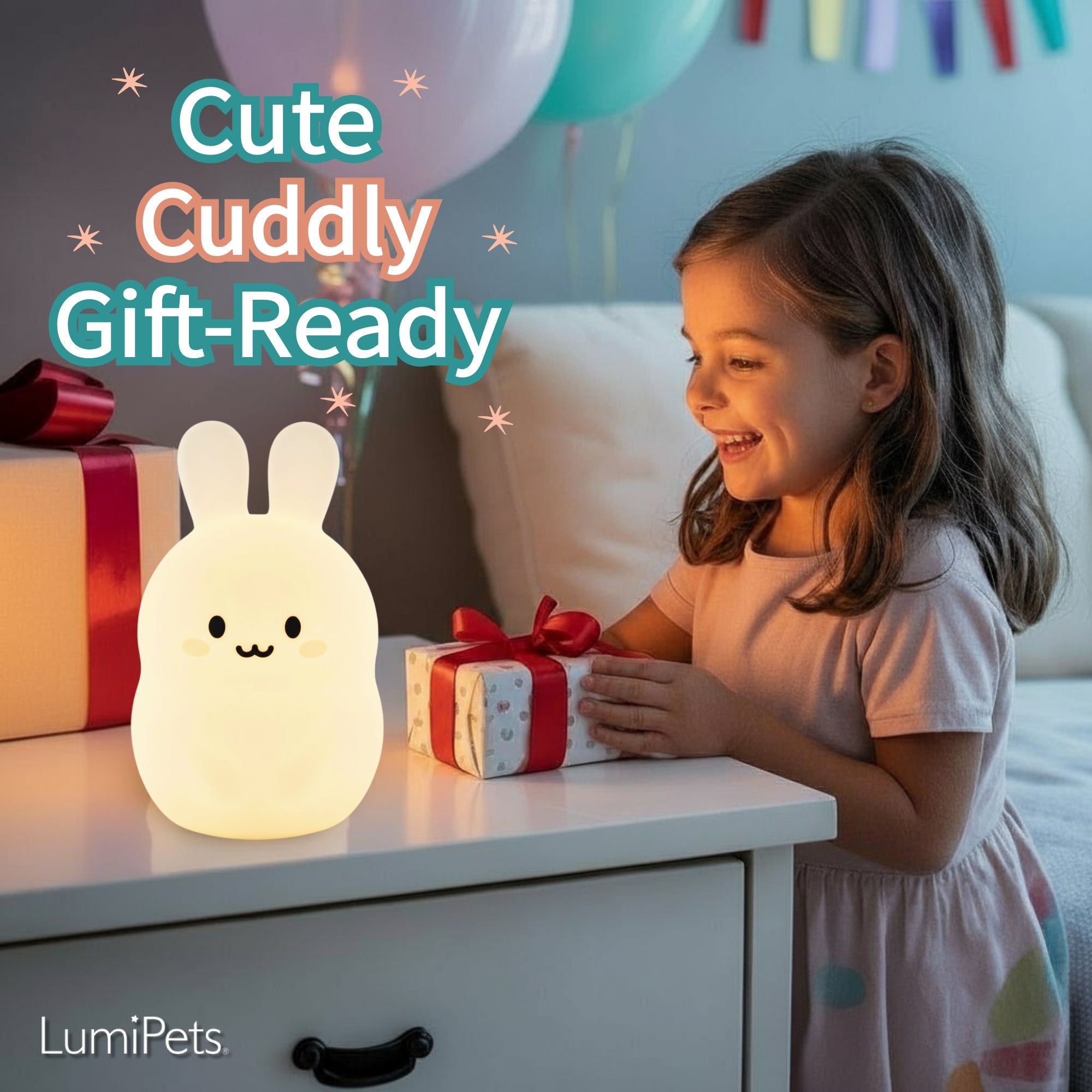Lumipets® Baxter The Bunny- Children's Touch Night Light