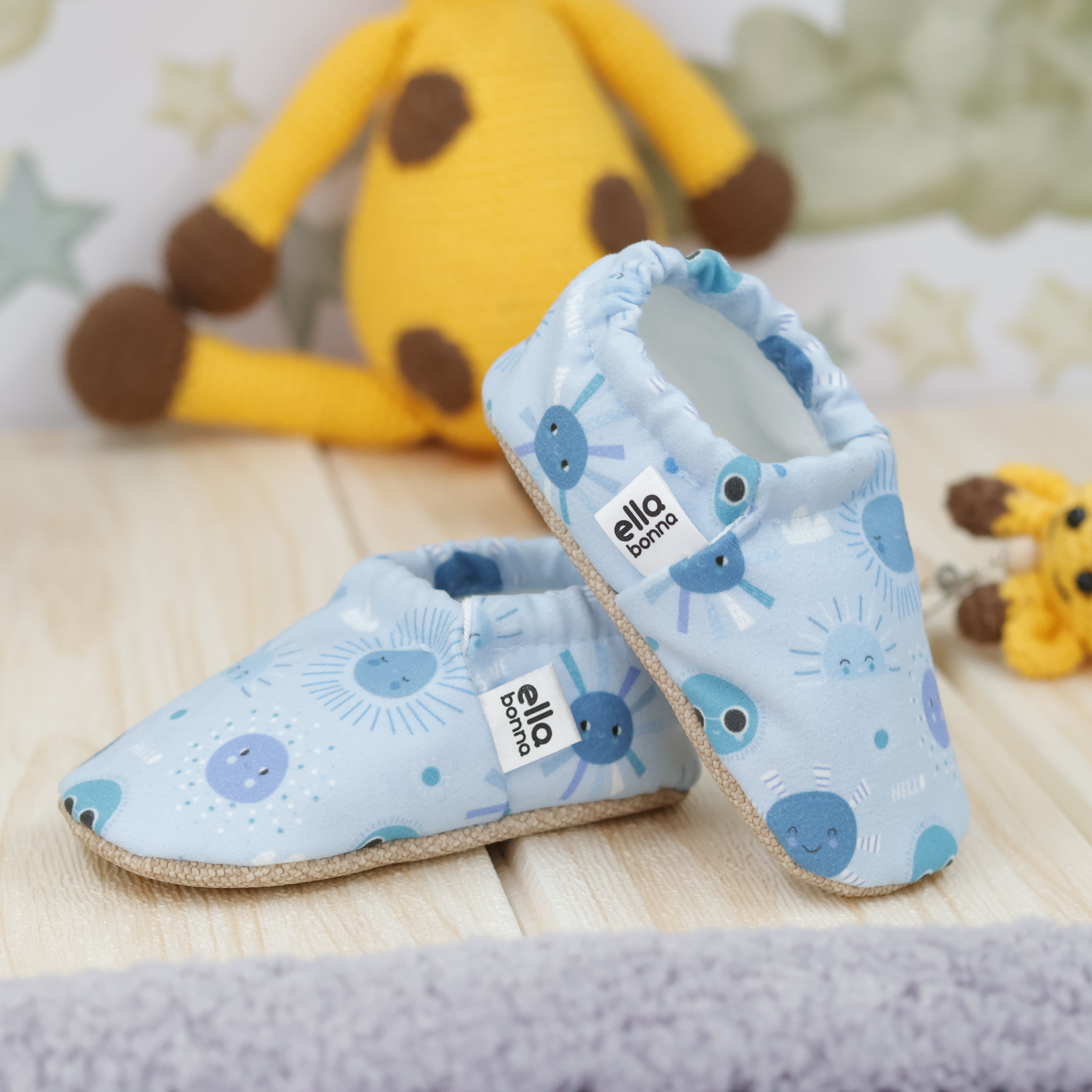 Ella Bonna Non-slip Sole Sky Patterned Baby Booties, Home Boot Slippers Nursery Shoes