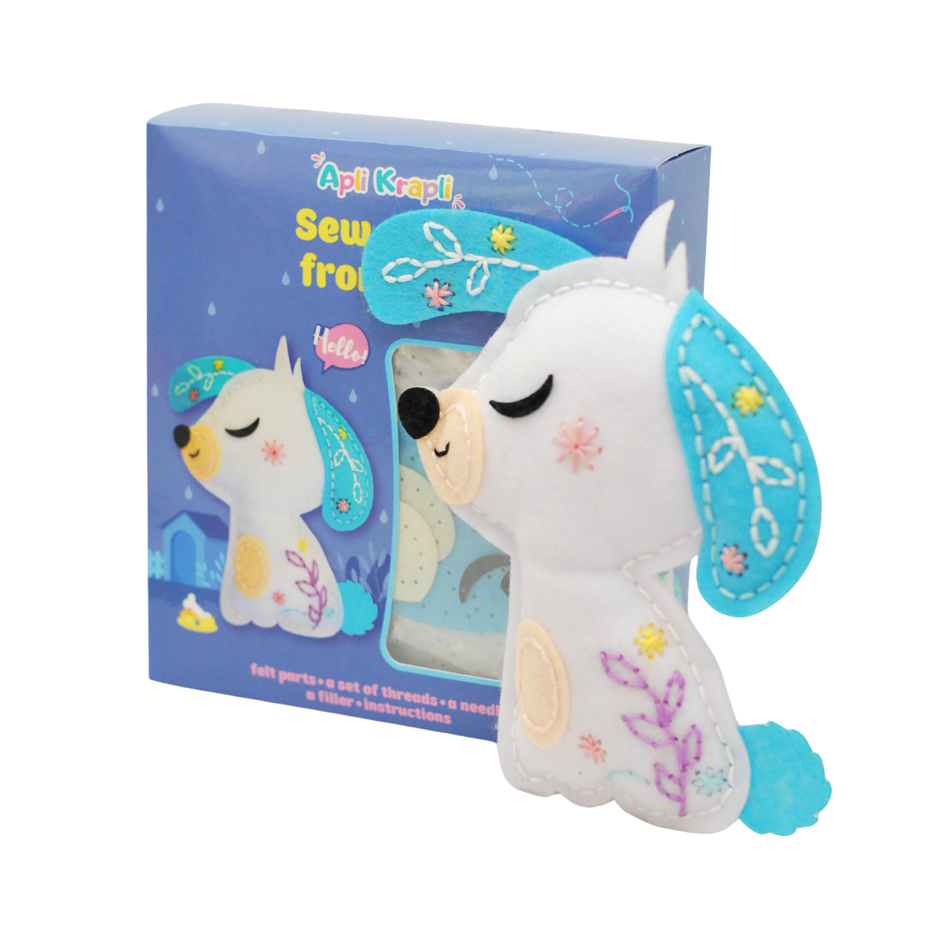 Apli Krapli - Apli Krapli Sewyourself Felt Toy Kit Dog Precut Felt Stuffing Thread & Safe Needle Ages 6+