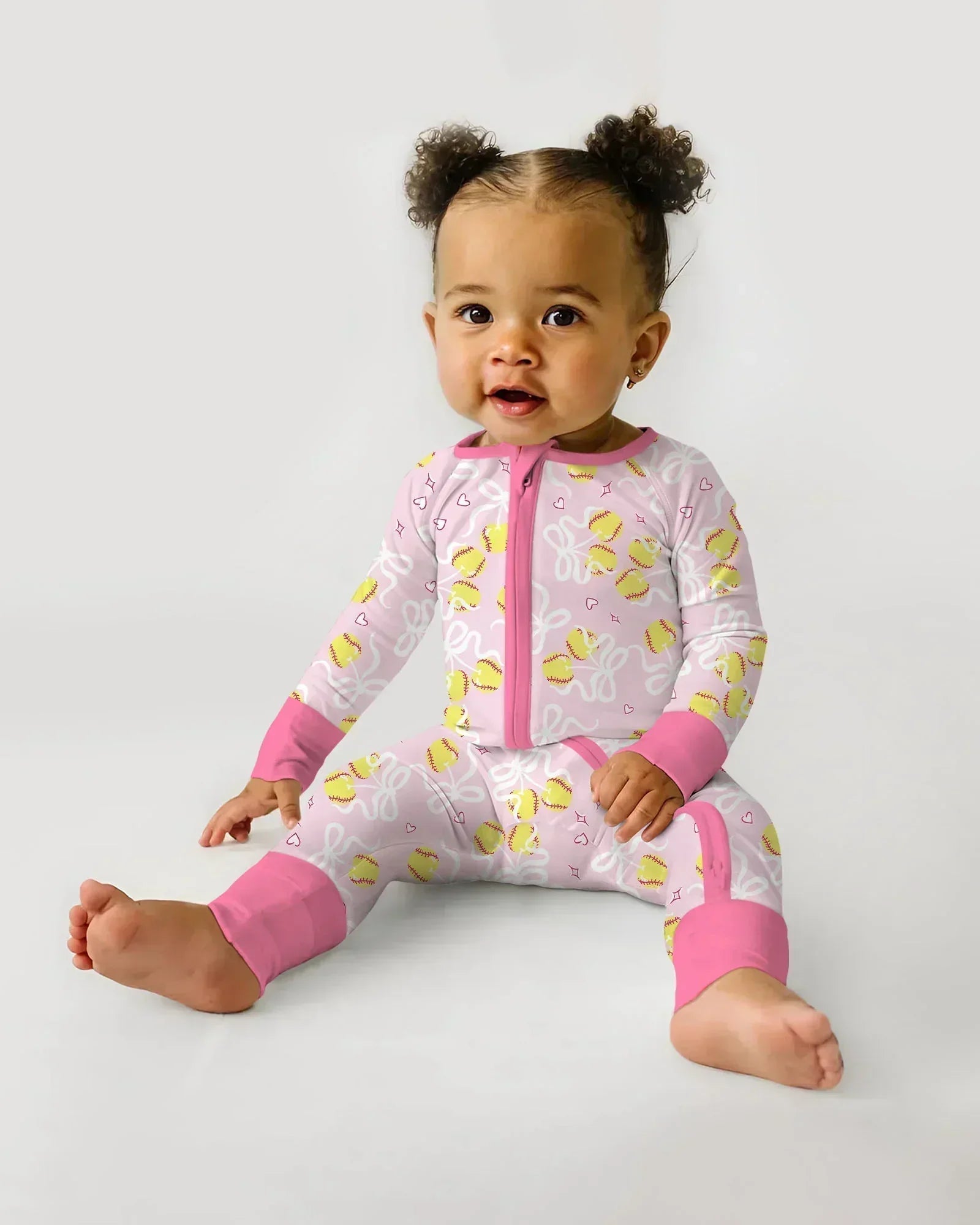 Softball Cherry Mom And Girl Matching Bamboo Convertible Zippy