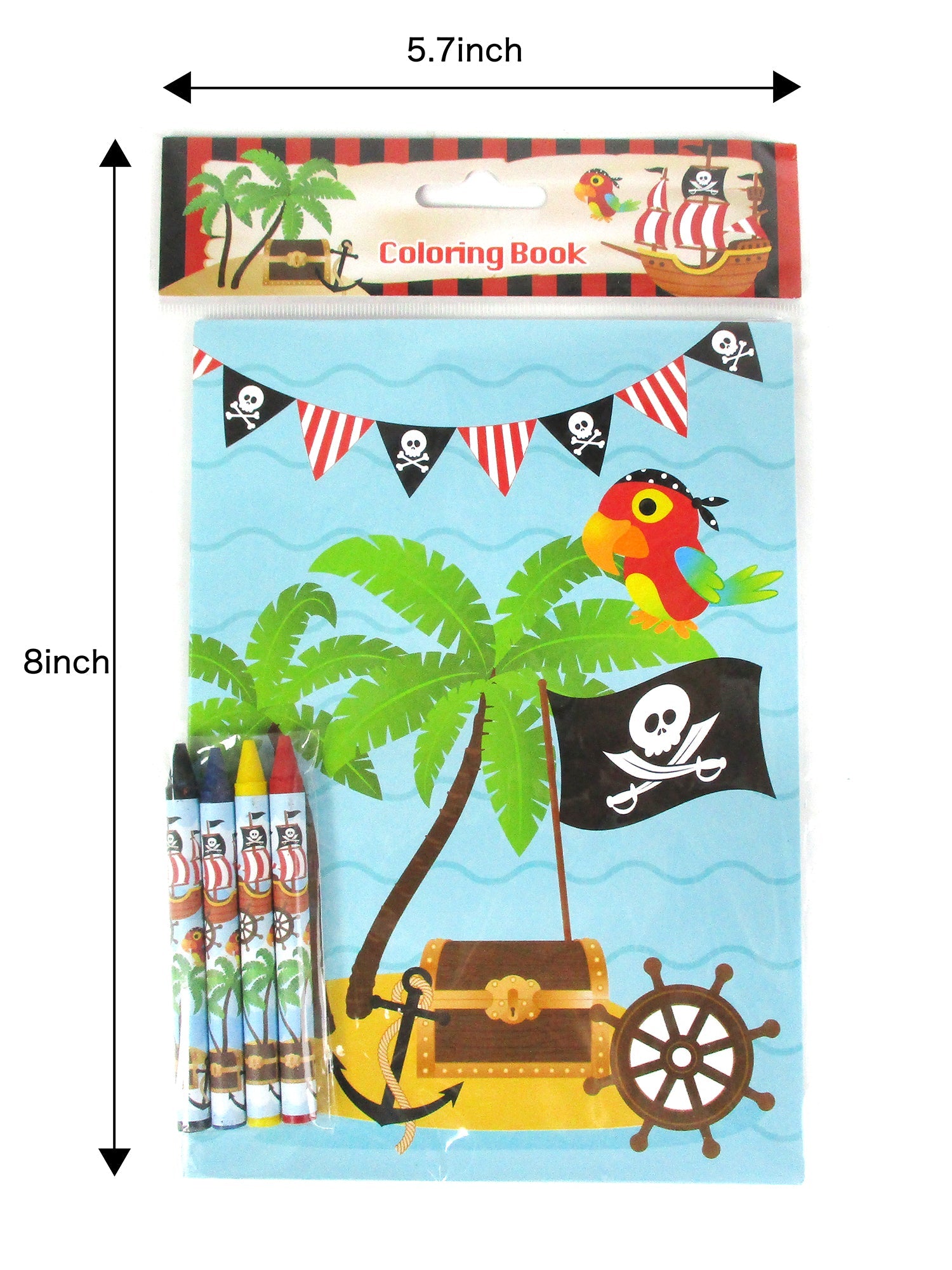 Pirate Coloring Books With Crayons Party Favors - Set Of 6 Or 12