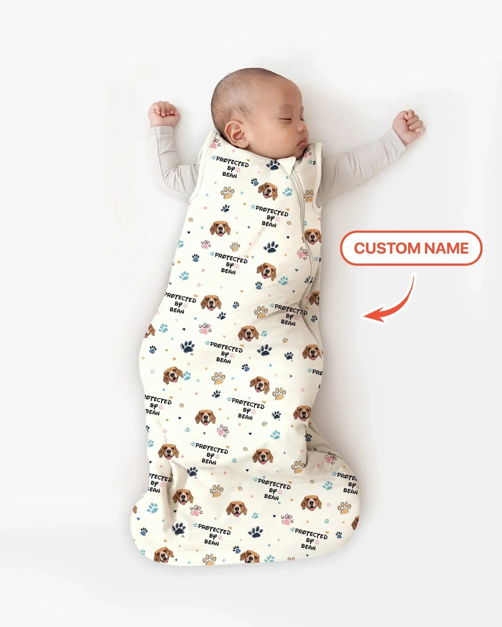 Custom Dog Photo Pattern Protected By Bamboo Sleep Bag