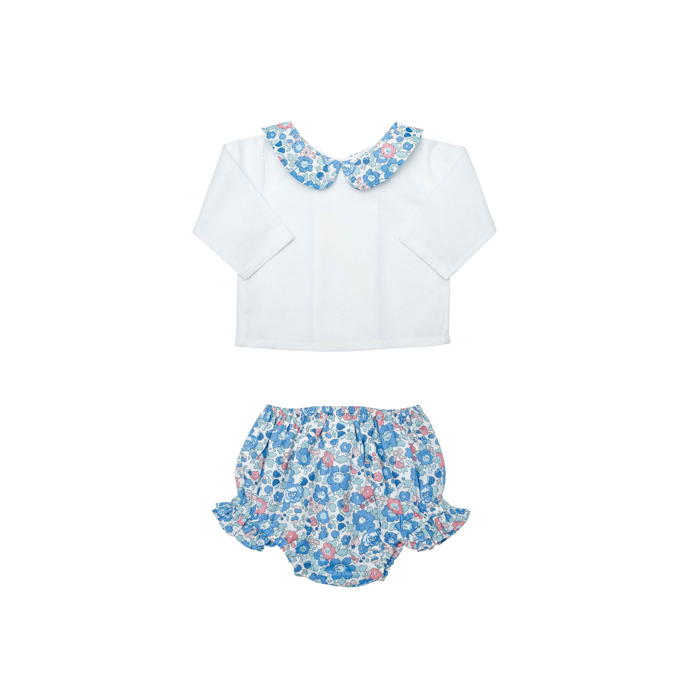 Gift Set | Double Button Blouse And Liberty 'betsy' Blue Bloomer