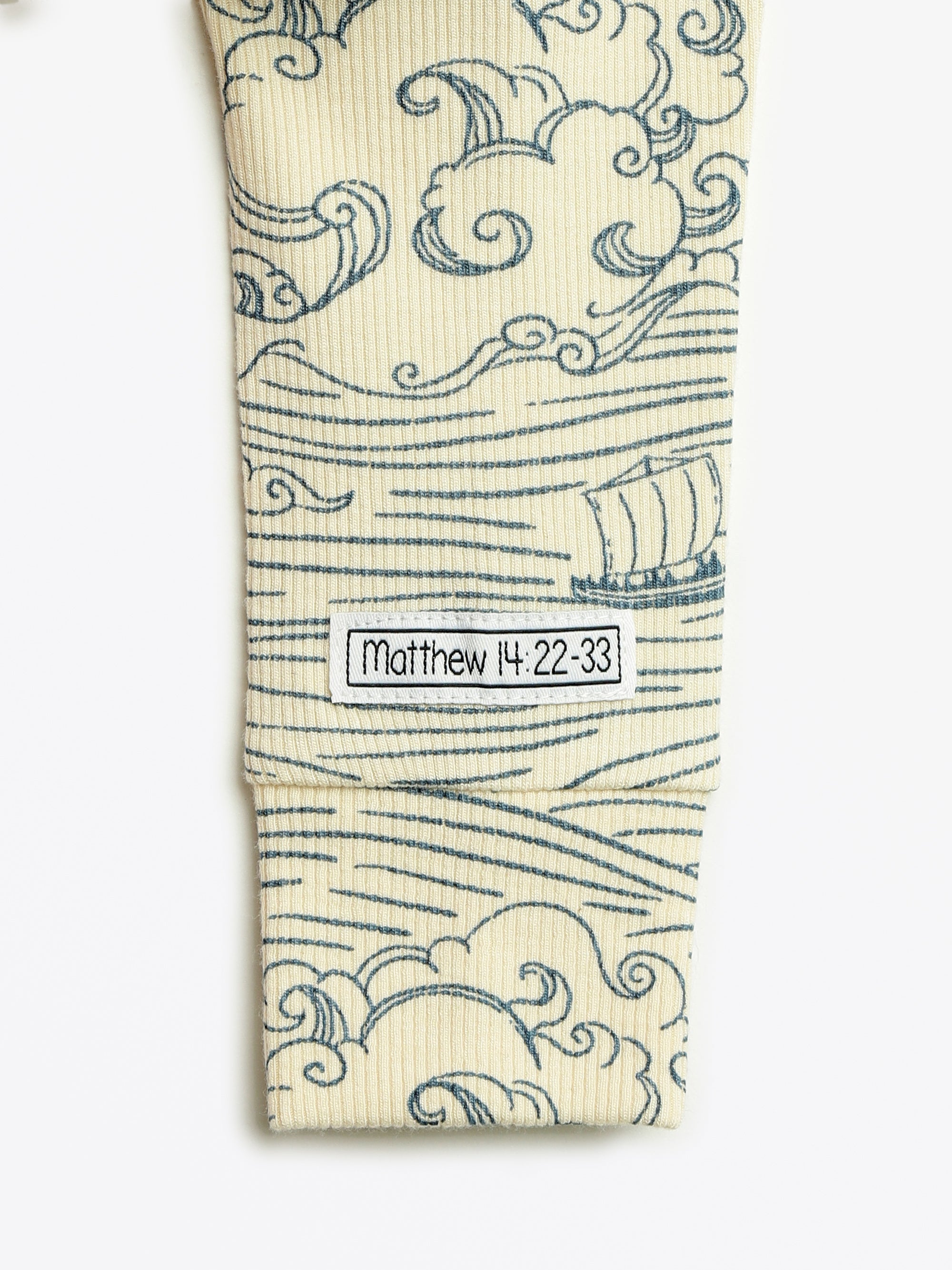 Walking On Water Pj Footed Onesie Ribbed Cotton-bamboo Blend