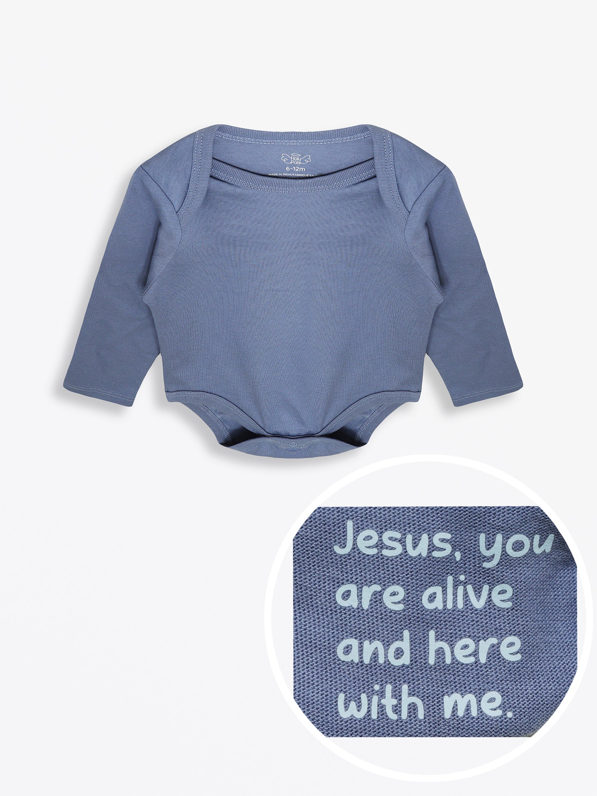 Infinity Prayer Pocket Long Sleeve Bodysuit Cotton