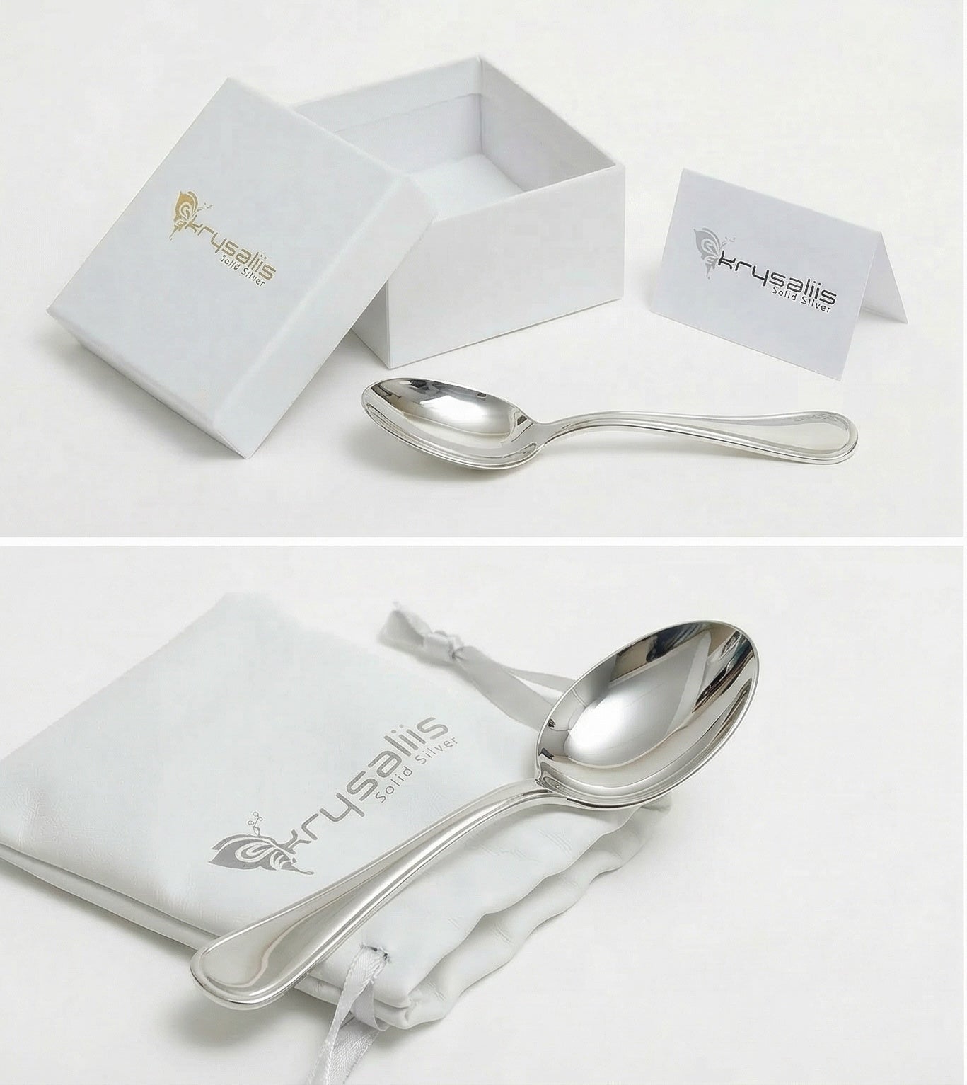 Classic Sterling Silver Baby Feeding Spoon By Krysaliis
