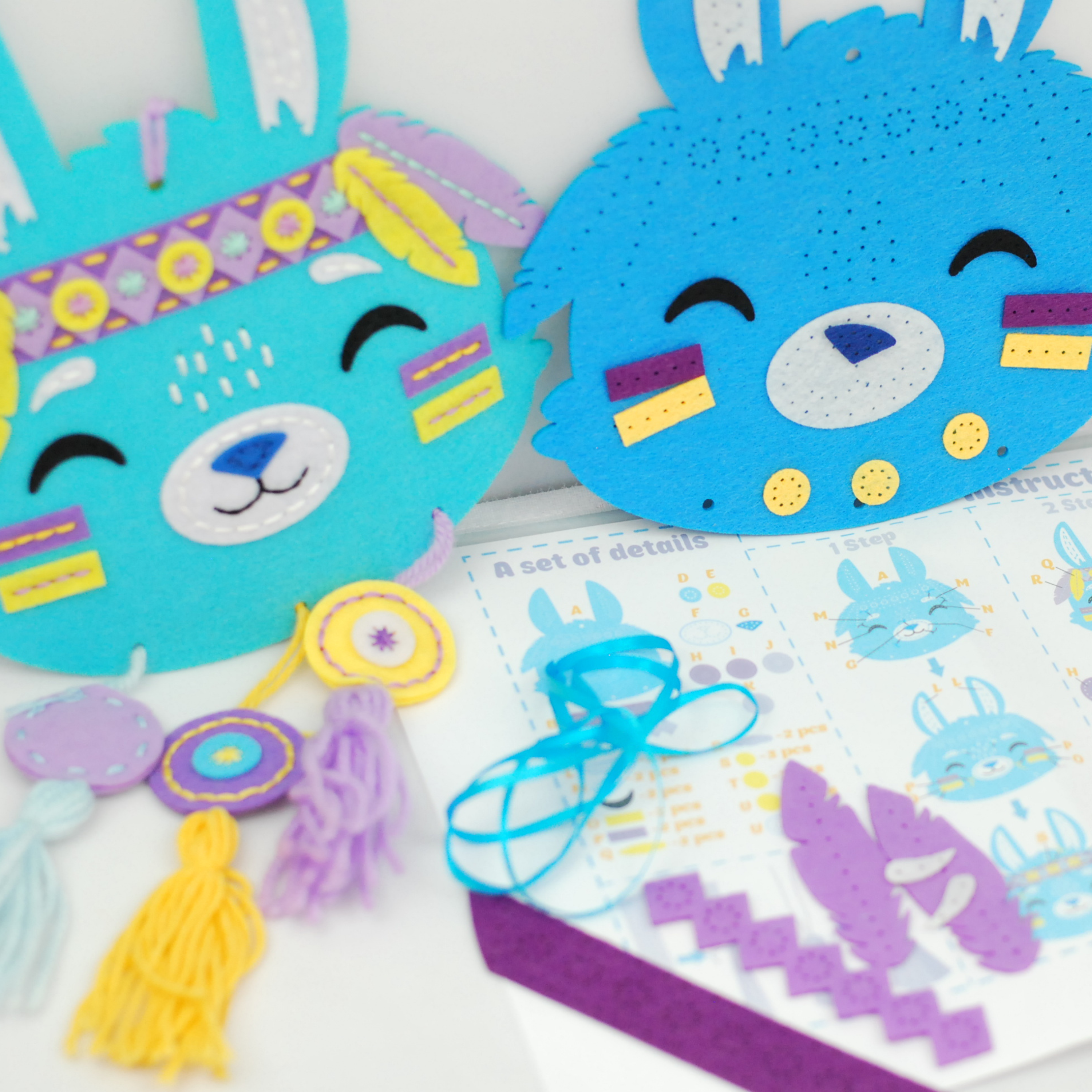Apli Krapli - Apli Krapli Felt Wall Flag Sewing Kit Bunny Precut Felt Thread & Safe Needle Ages 6+