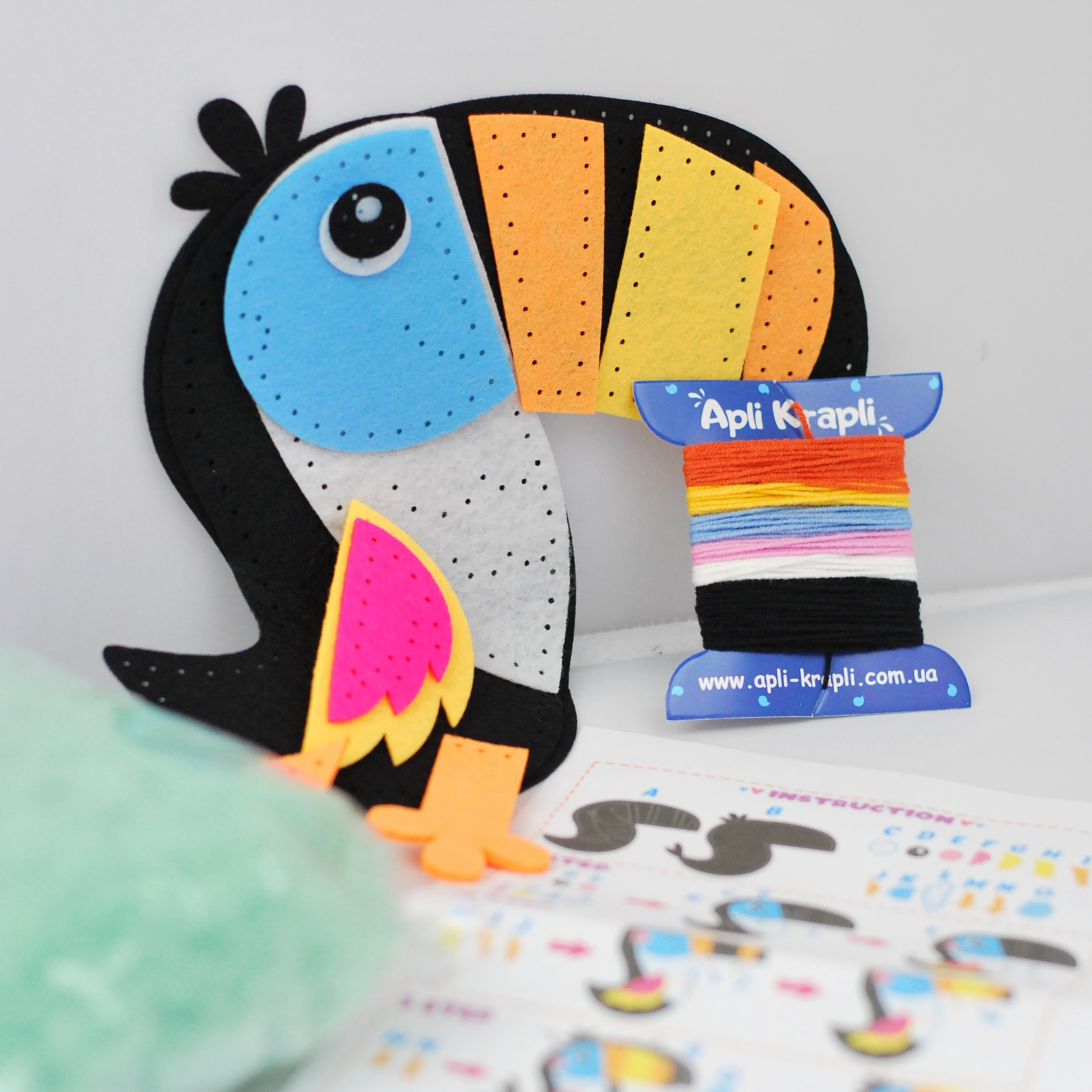 Apli Krapli - Apli Krapli Sewyourself Felt Toy Kit Toucan Precut Felt Stuffing Thread & Safe Needle Ages 6+