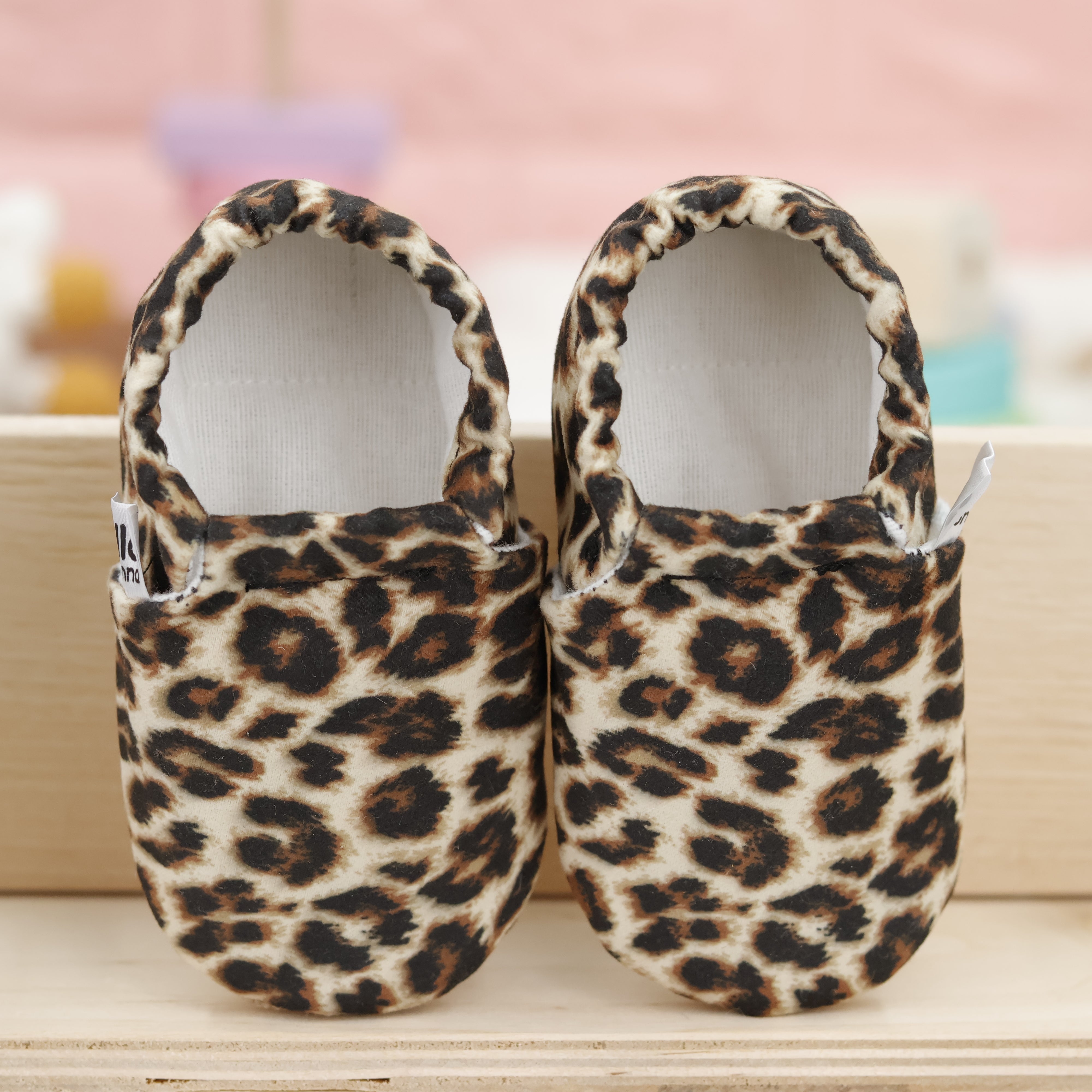Ella Bonna Non-slip Sole Leopard Patterned Baby Booties, Home Boot Slippers Nursery Shoes