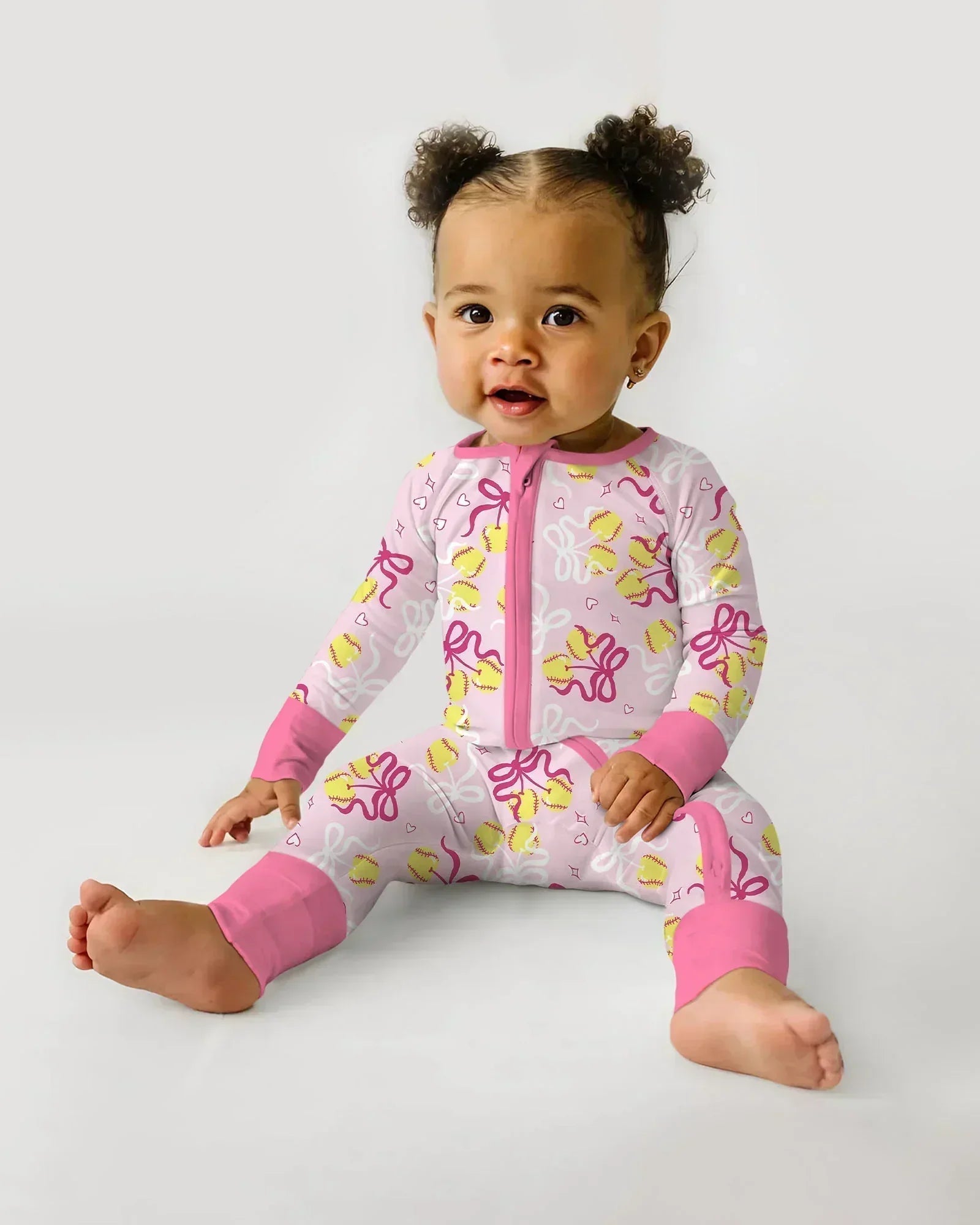 Softball Cherry Mom And Girl Matching Bamboo Convertible Zippy