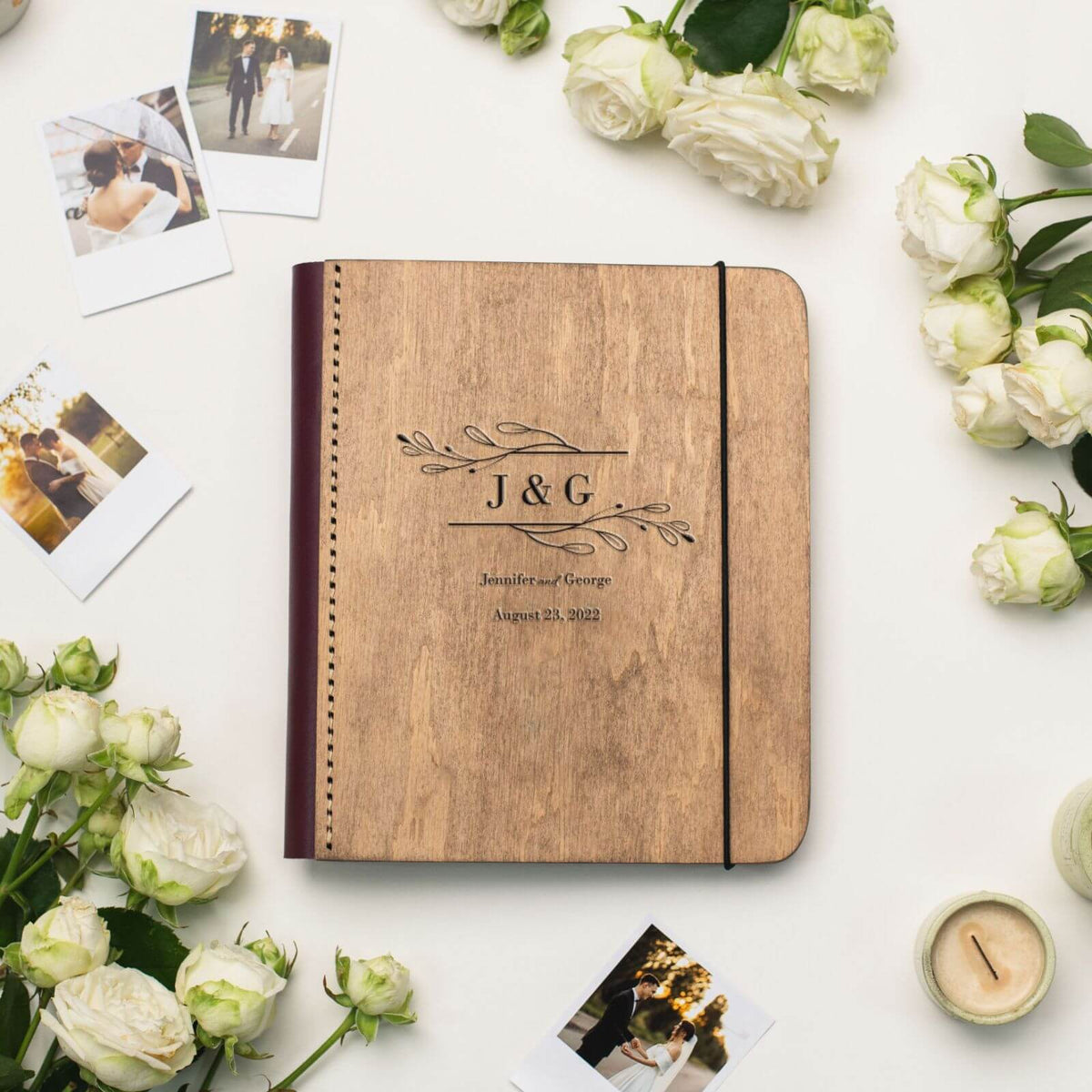 Wooden Album With Leather - Twigs (vertical)