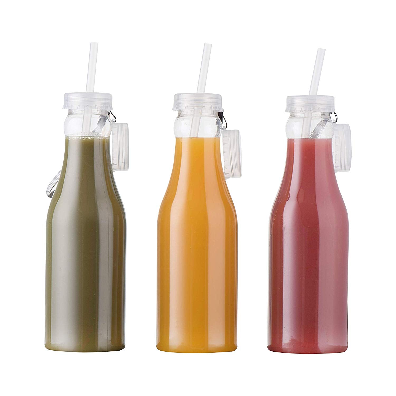 Clear Plastic Bottle With Straw 22 Oz 12 Pack