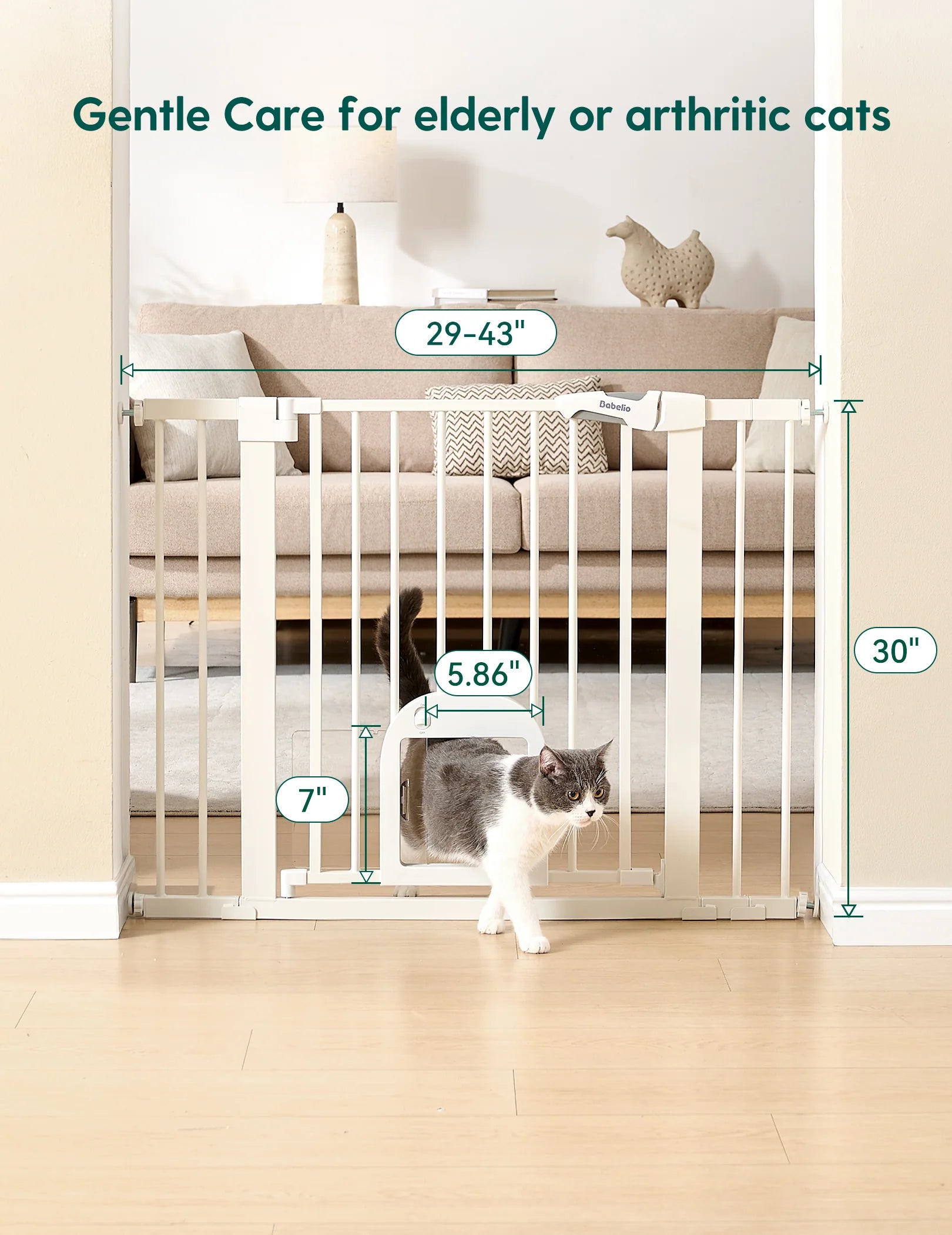 Catprivilege T7 | Expandable Stylish Baby Gate With Cat Door