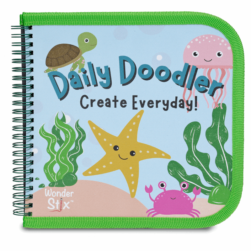 Daily Doodler Reusable Activity Book- Sea Life Cover, Includes 4 Wonder Stix