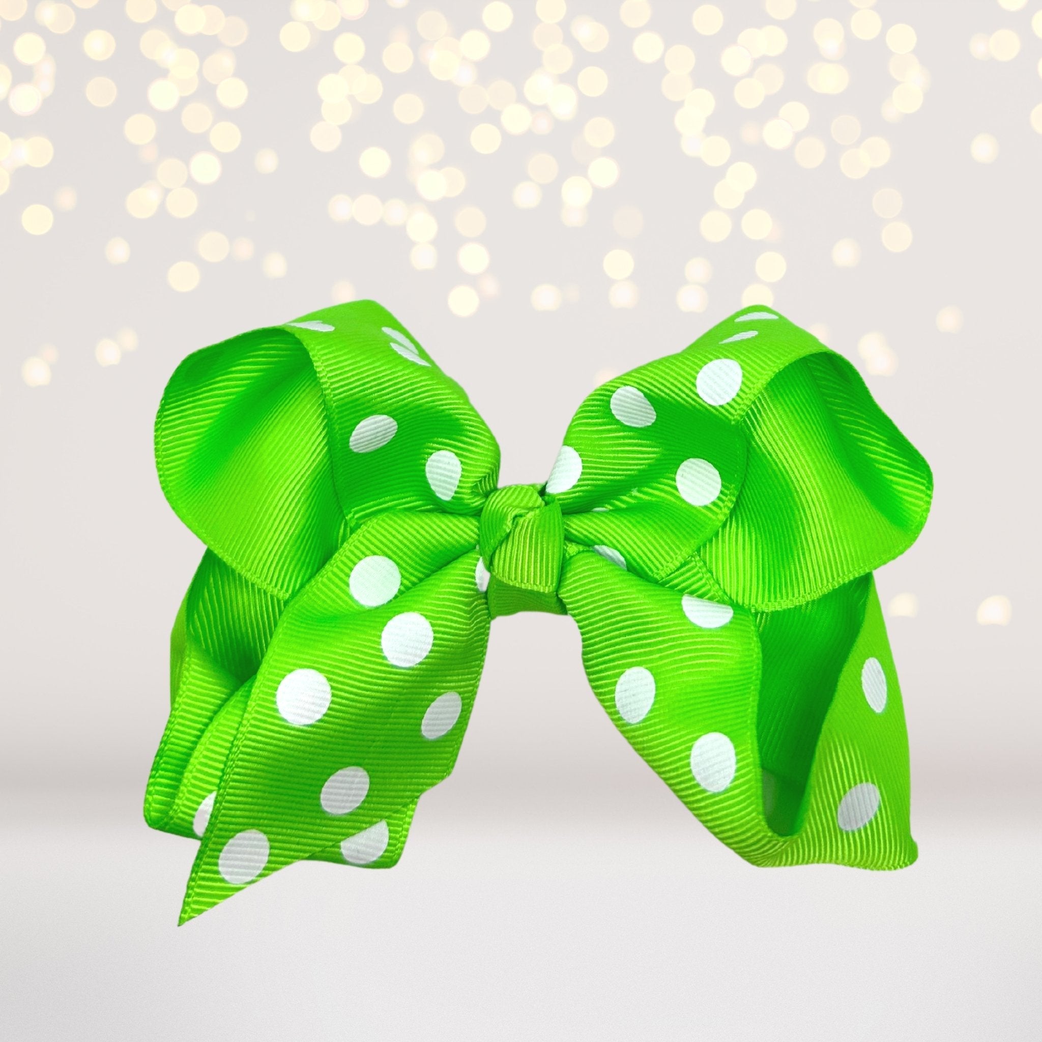 Girls Polka Dot Hair Bow, 5 Inch Grosgrain Polka Dot Hair Bow