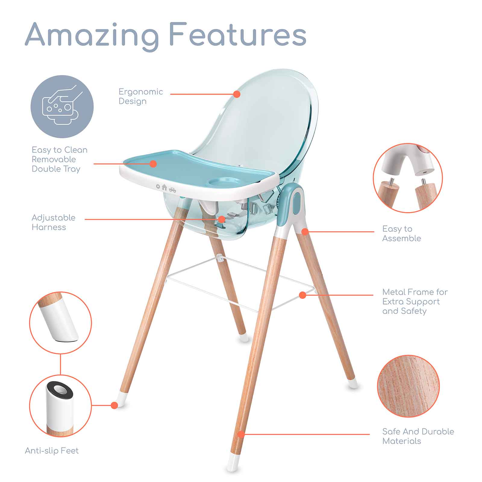 Children Of Design 6 In 1 Deluxe High Chair