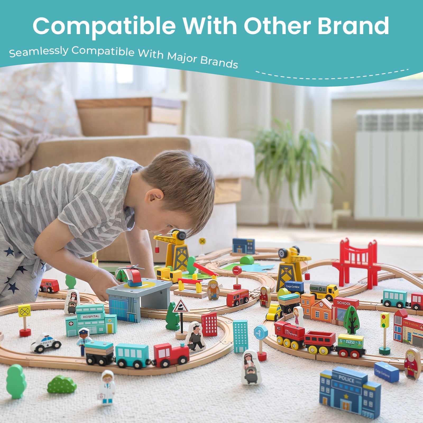 Tiny Land® Wooden Train Set For Children