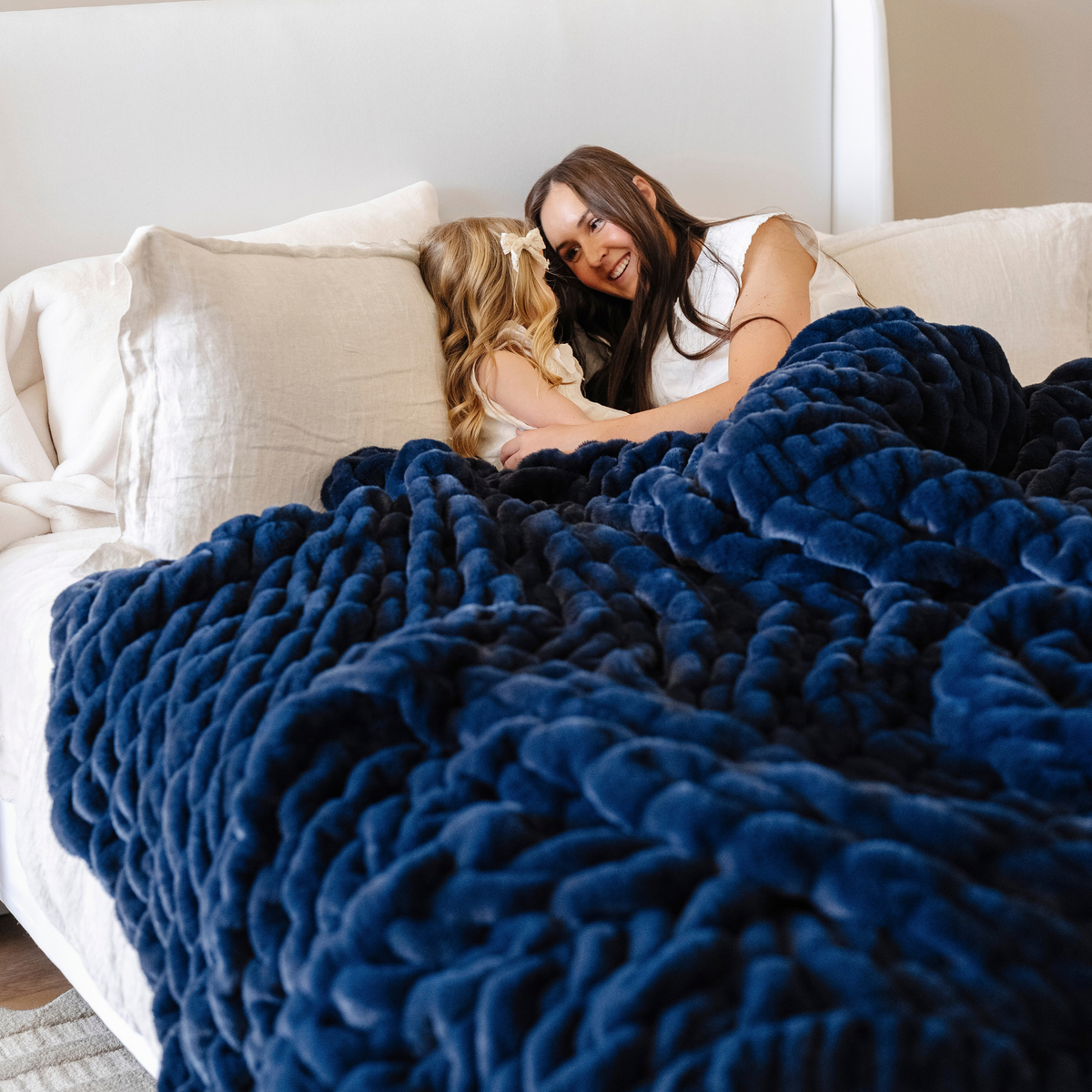 Double Ruched Faux Fur Xl Throw Blankets