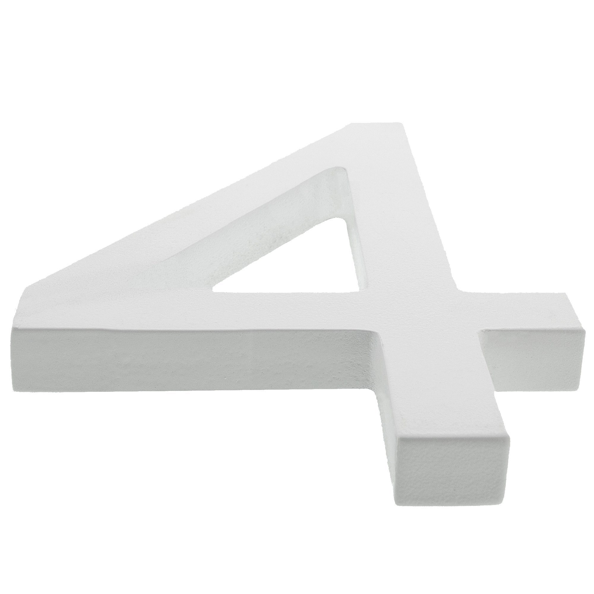 Arial Font White Painted Mdf Wood Number 4 (four) 6 Inches