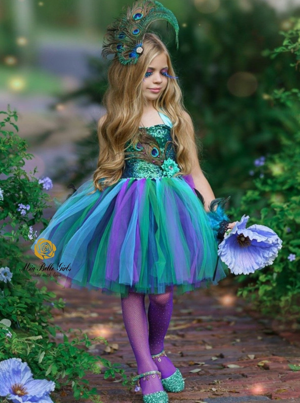 Girls Enchanted Peacock Fairy Tutu Costume Dress