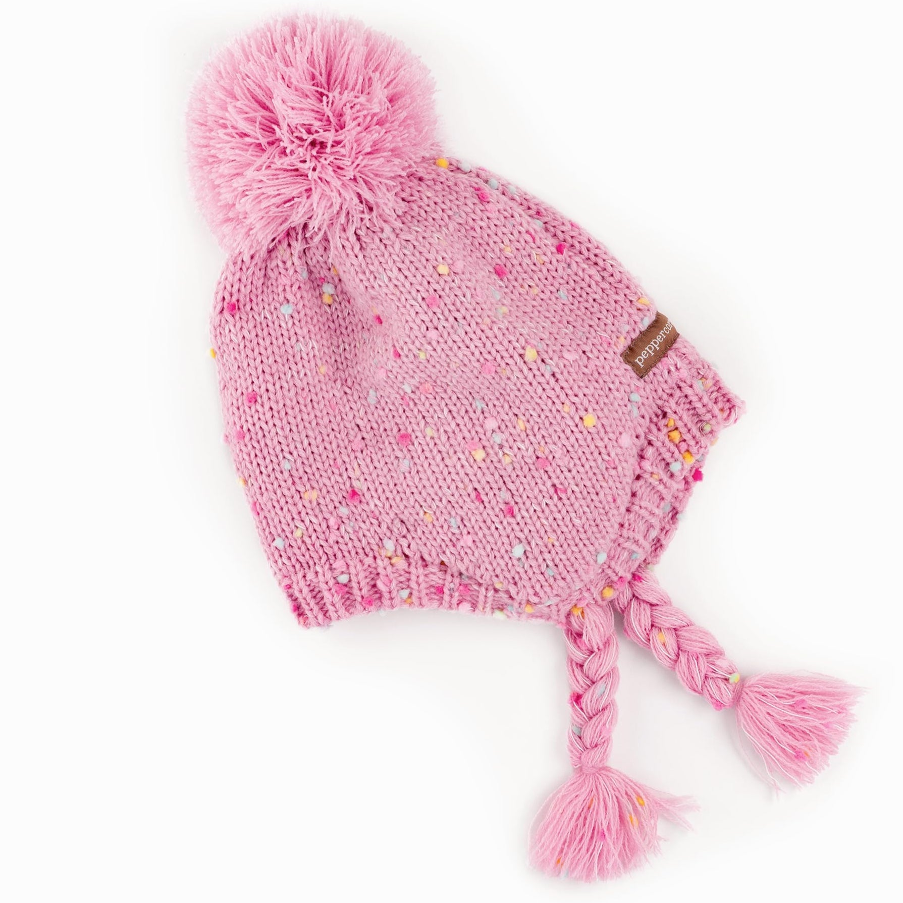 Girls Warm Knit Earflap Hat, Fleece Lined Cold-weather Essential For Kids 1-12 Years