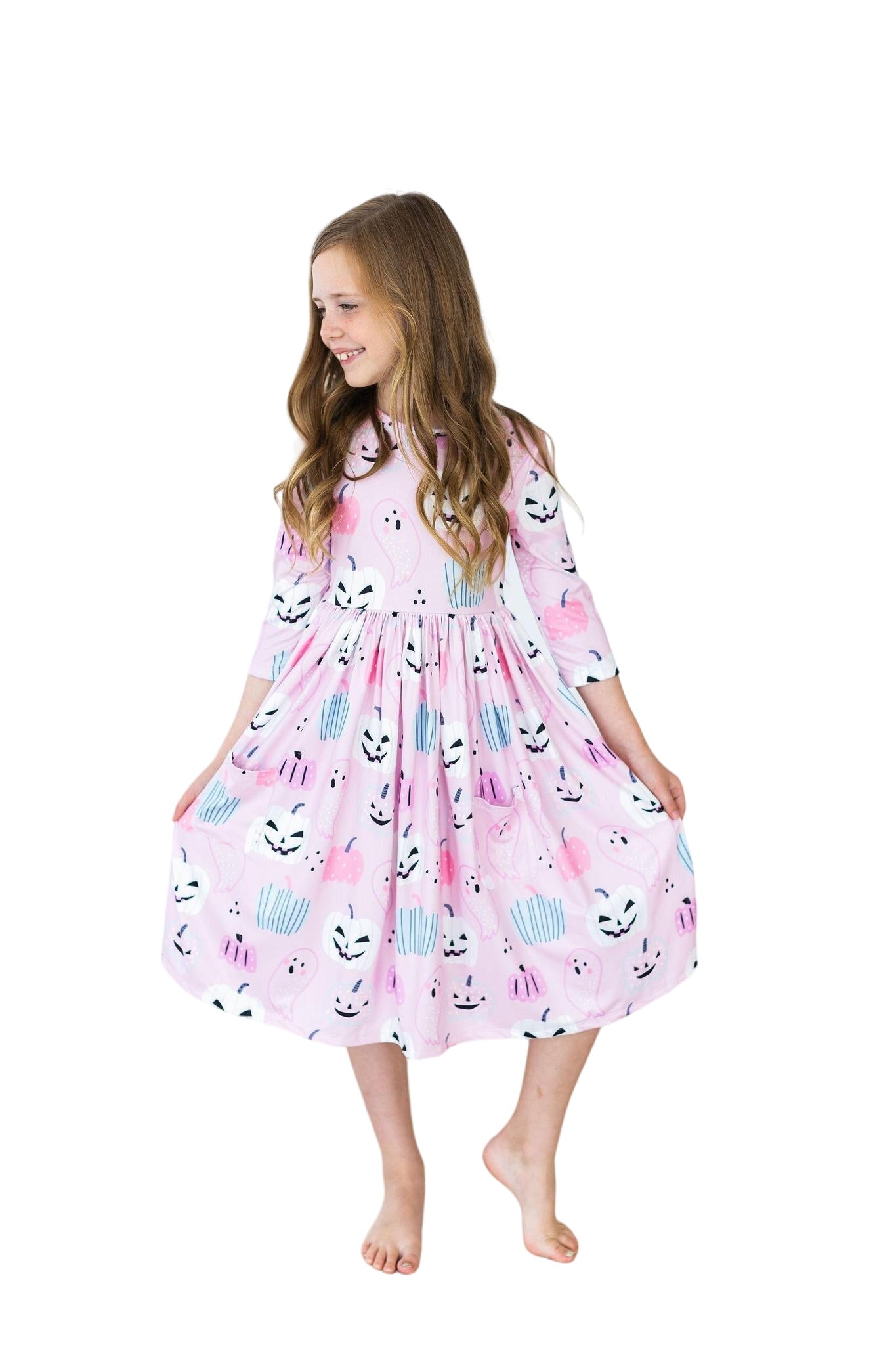 Happy Haunting 3/4 Sleeve Pocket Twirl Dress