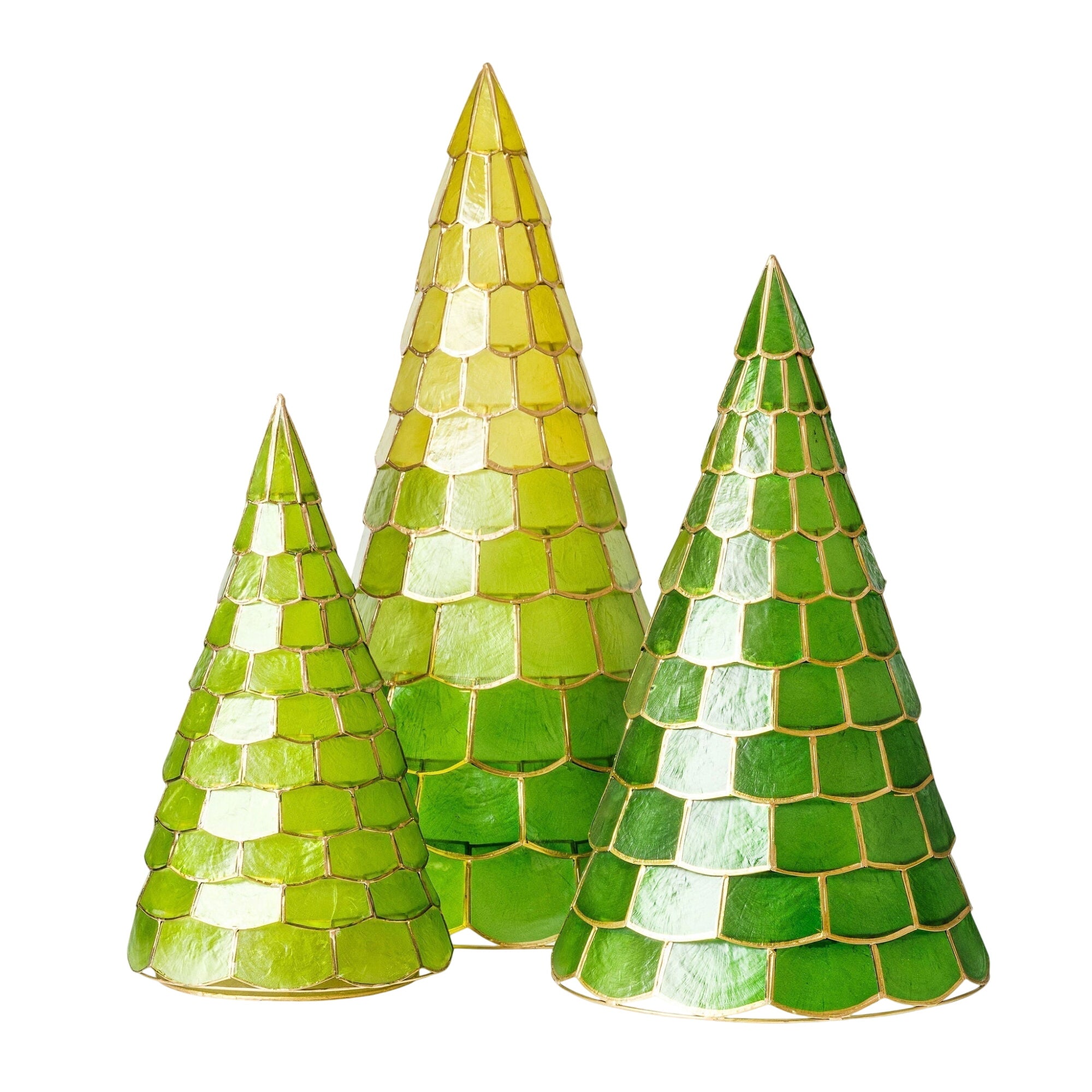 Capiz Trees, Set Of Three, Green