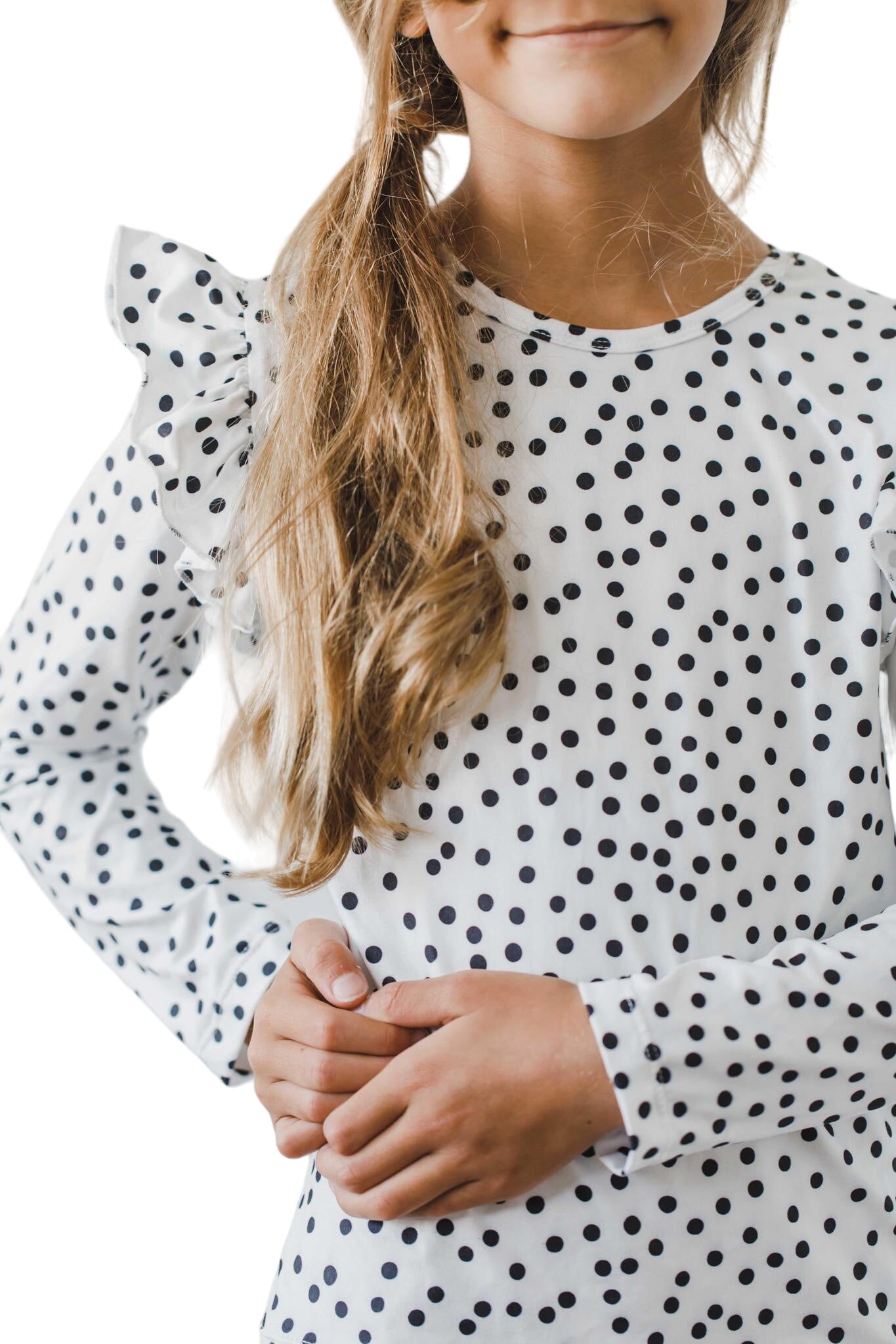 Scattered Dot L/s Ruffle Tee