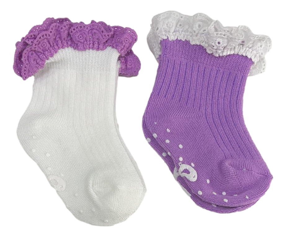 Birdie Ruffle Socks Set- Orchid/white