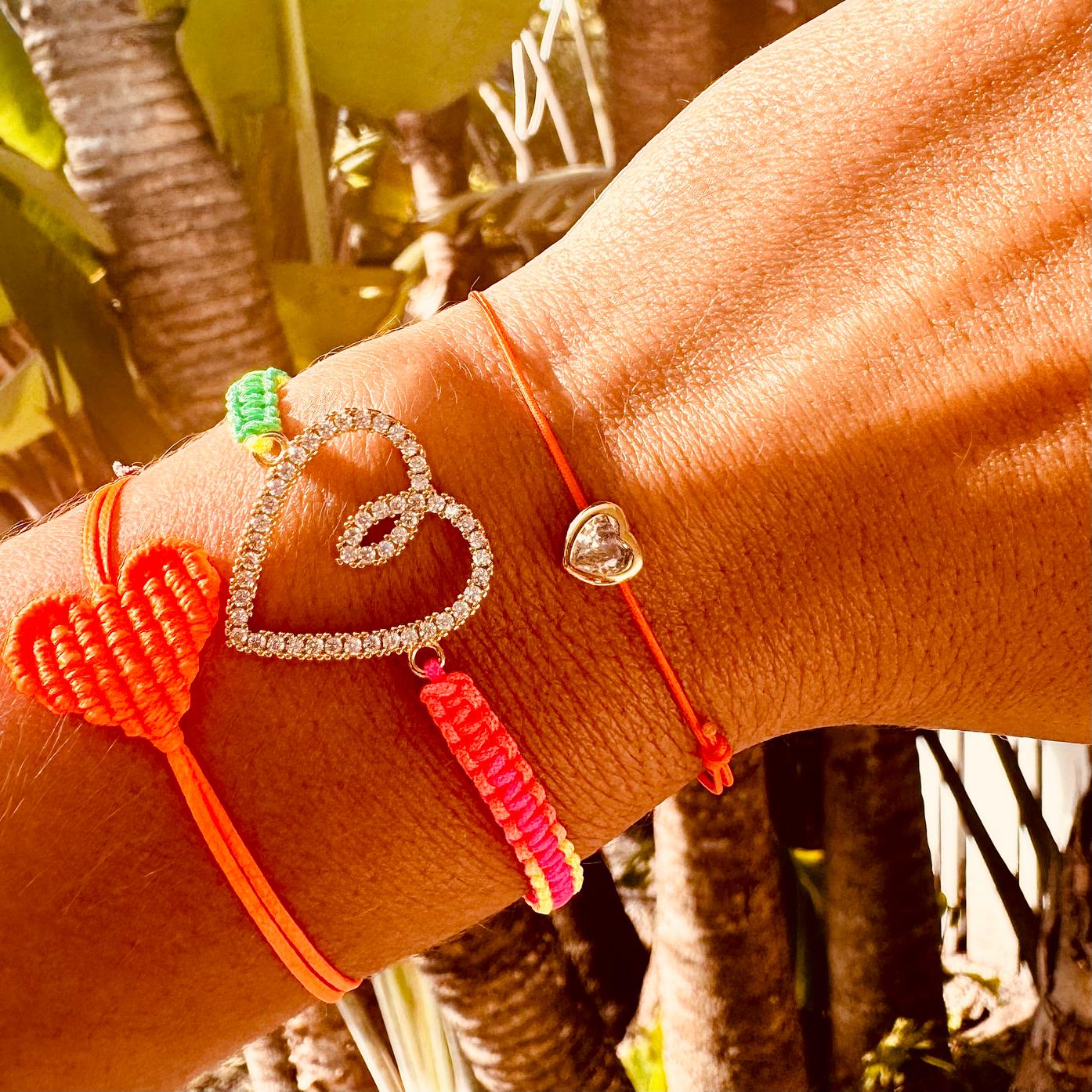 Mega Heart Charm Rainbow Bracelet